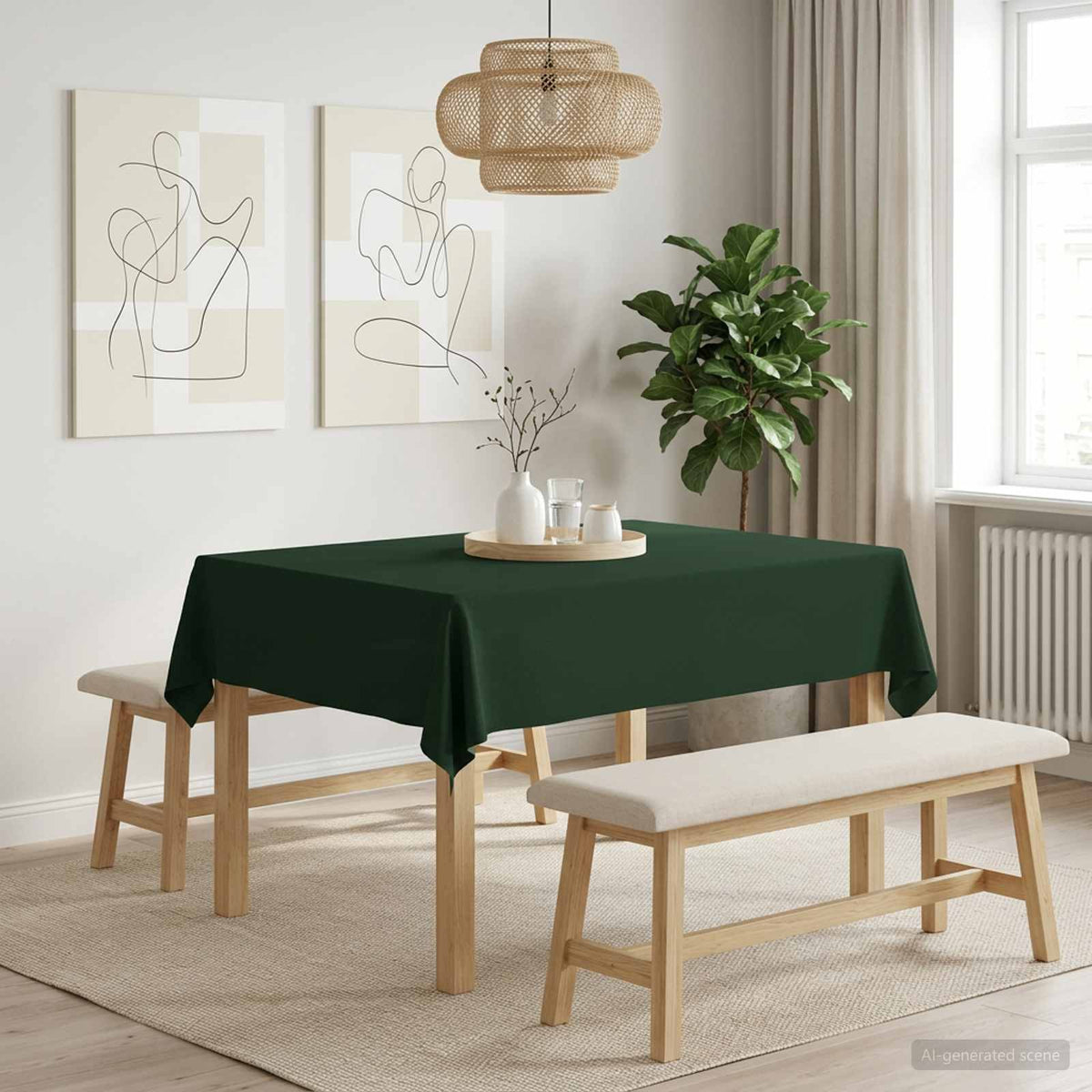 Table Cloth 5 pcs Rectangular Dark Green 110 x 140 cm