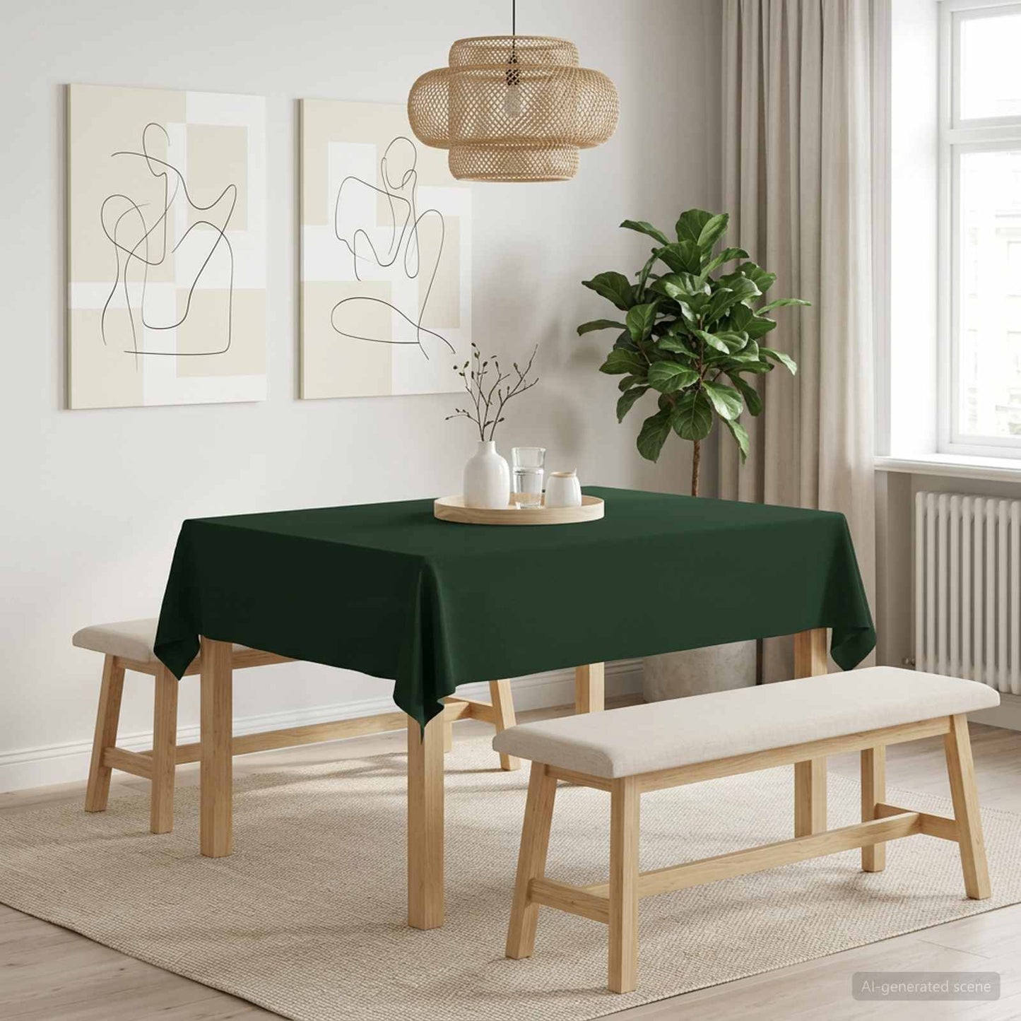 Table Cloth 5 pcs Rectangular Dark Green 140 x 160 cm