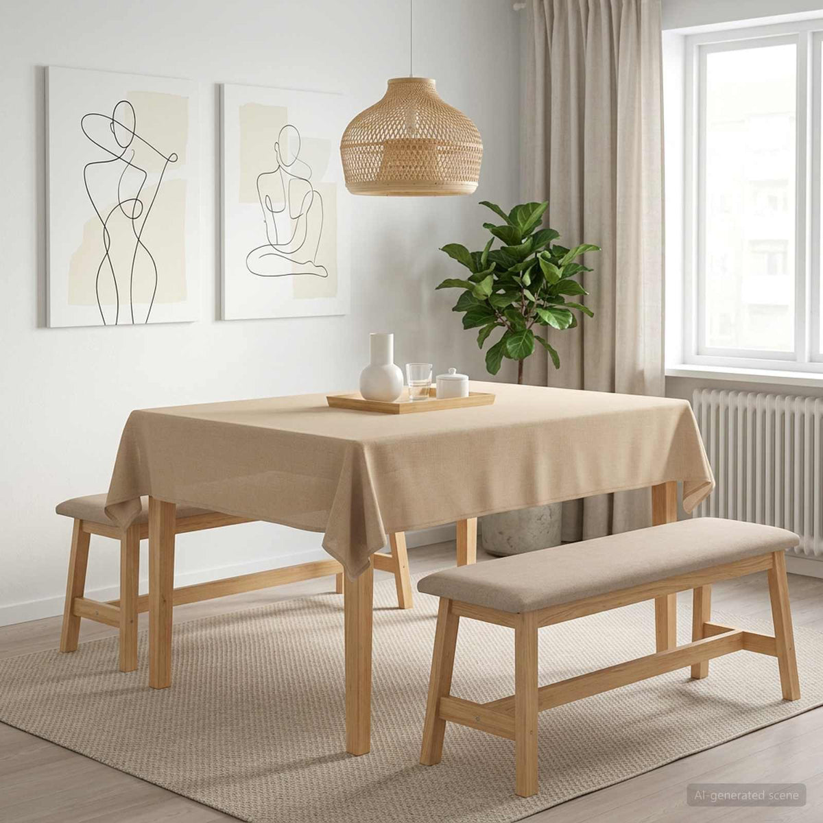 Table Cloth 5 pcs Rectangular Beige 140 x 160 cm