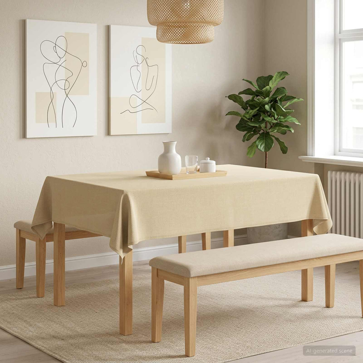 Table Cloth 5 pcs Rectangular Cream White 140 x 160 cm