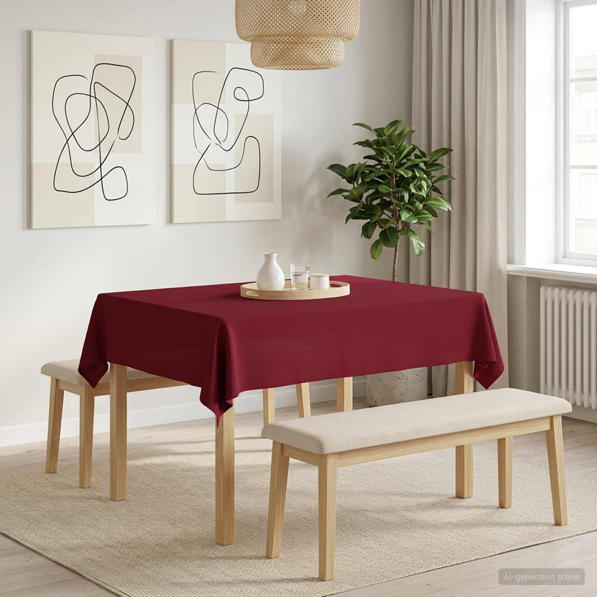 Table Cloth 5 pcs Rectangular Wine Red 140 x 160 cm
