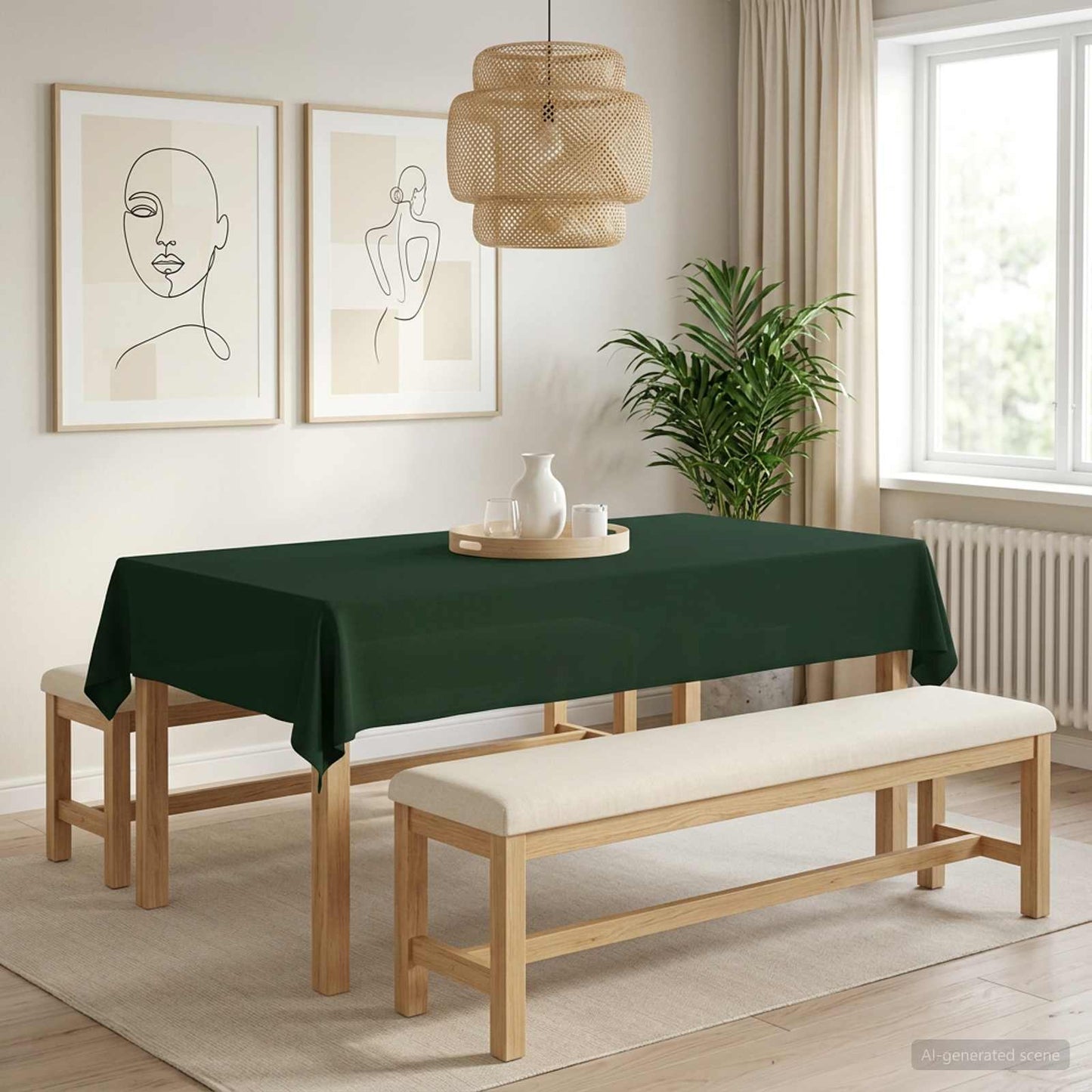 Table Cloth 5 pcs Rectangular Dark Green 140 x 220 cm