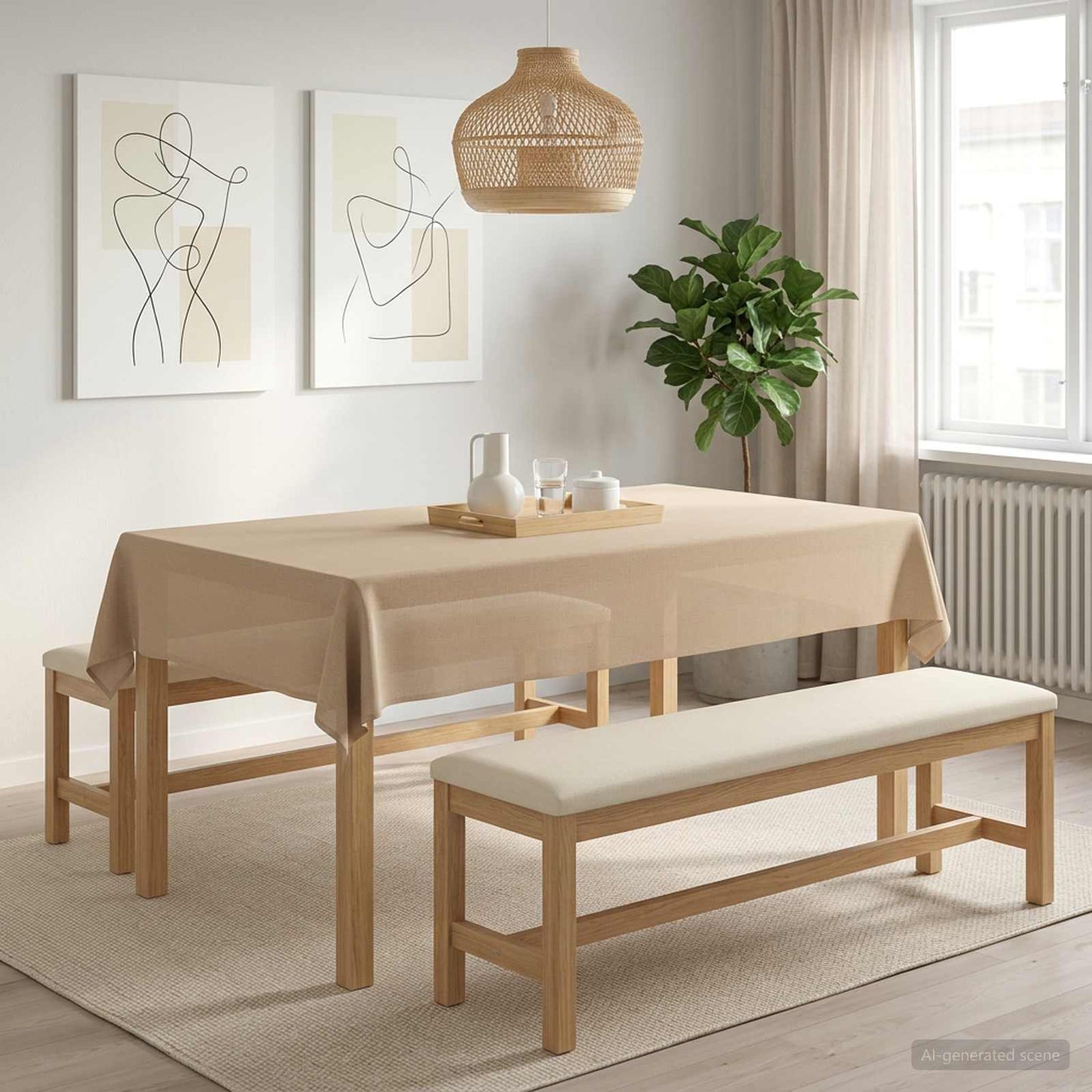 Table Cloth 5 pcs Rectangular Beige 110 x 160 cm