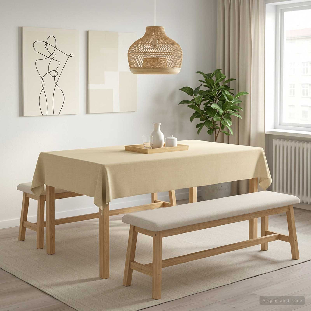 Table Cloth 5 pcs Rectangular Cream White 140 x 200 cm