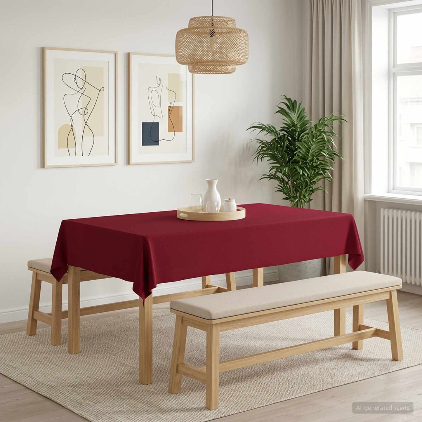 Table Cloth 5 pcs Rectangular Wine Red 140 x 200 cm