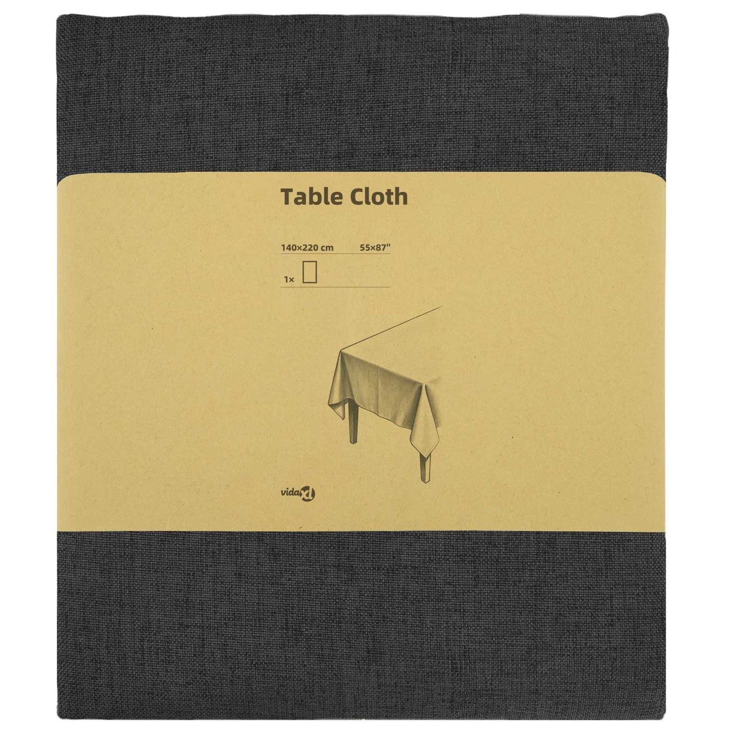 Table Cloth Rectangular Dark Grey 140 x 220 cm