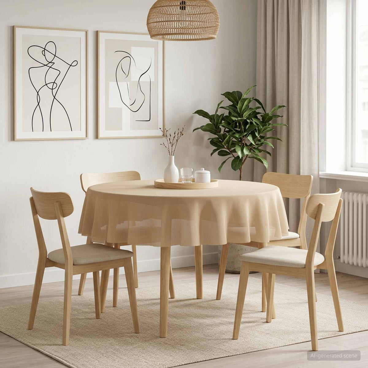 Table Cloth 5 pcs Round Beige Ø 160 cm