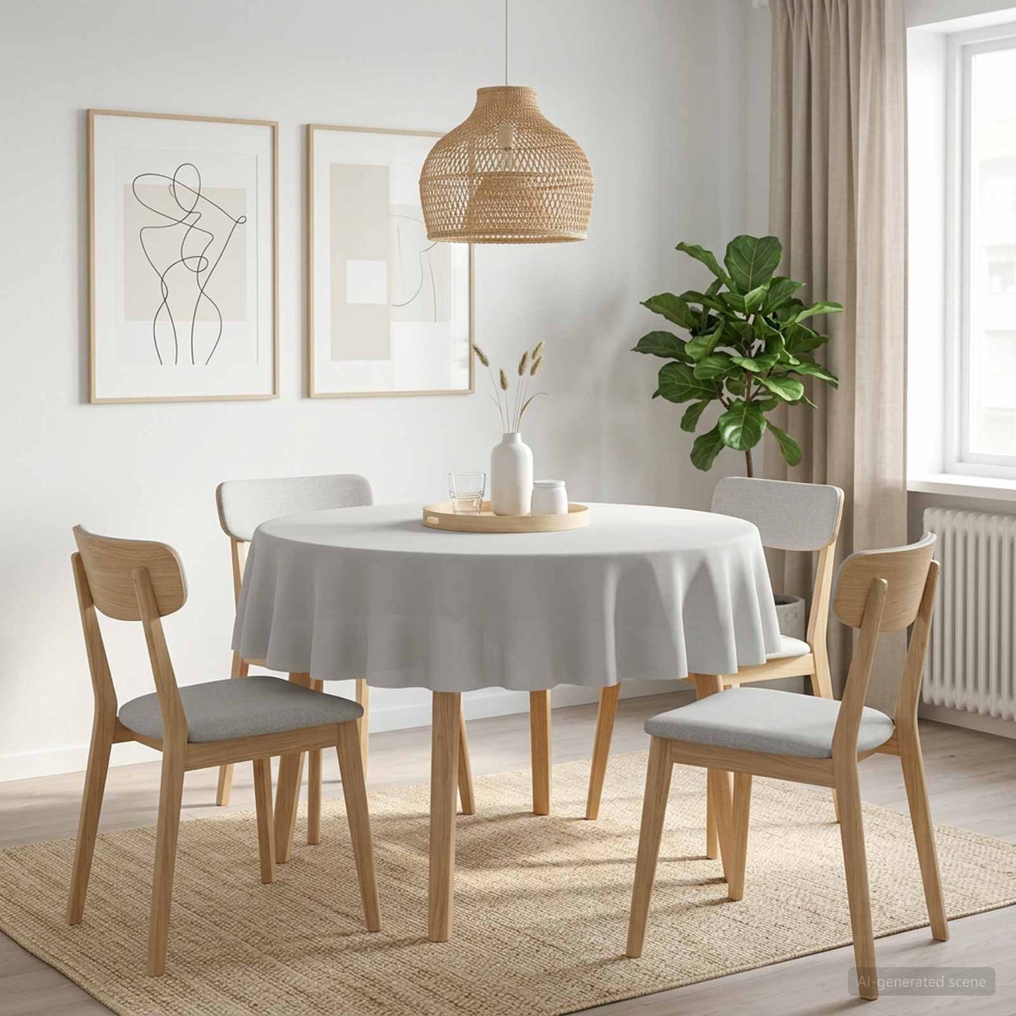 Table Cloth 5 pcs Round White Ø 180 cm