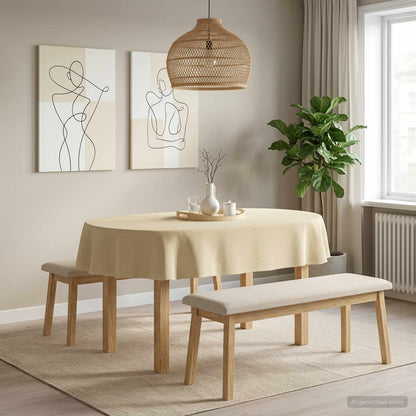 Table Cloth 5 pcs Oval Cream White 130 x 220 cm