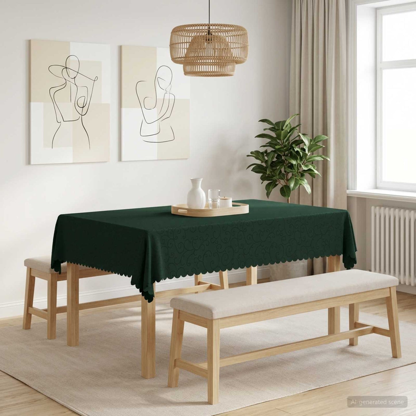 Table Cloth 5 pcs Rectangular Dark Green 140 x 180 cm