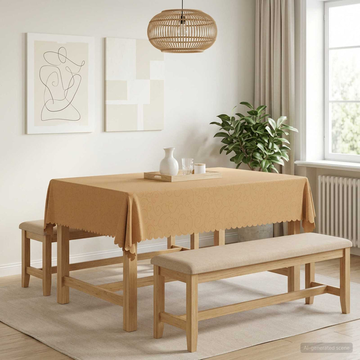 Table Cloth 5 pcs Rectangular Beige 140 x 180 cm
