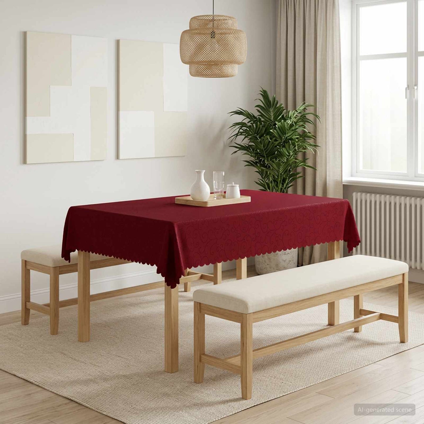 Table Cloth 5 pcs Rectangular Wine Red 140 x 180 cm