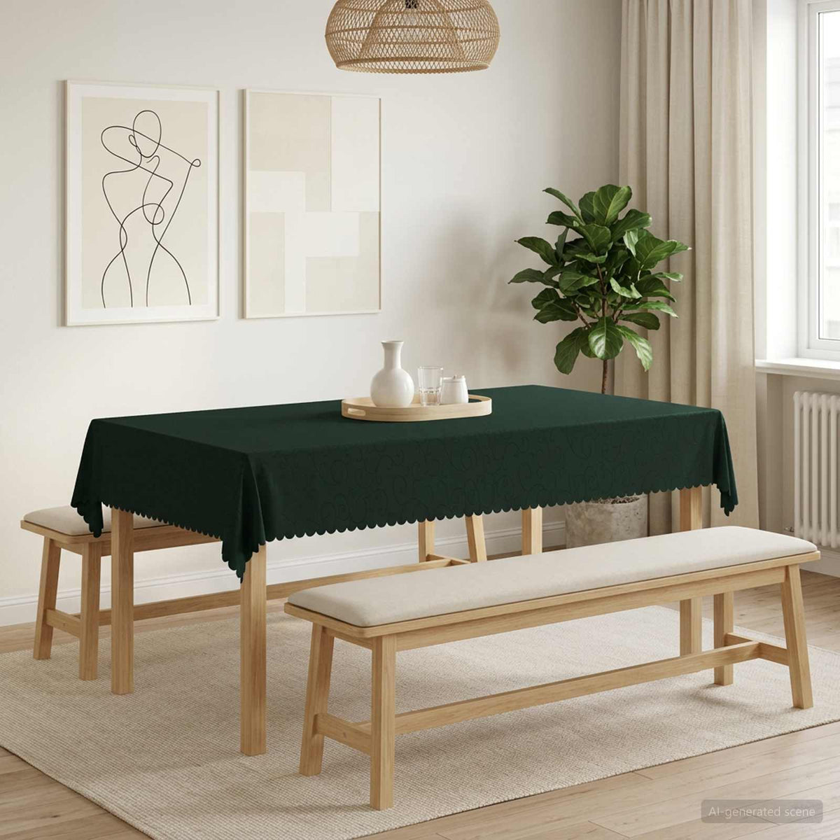 Table Cloth 5 pcs Rectangular Dark Green 140 x 200 cm