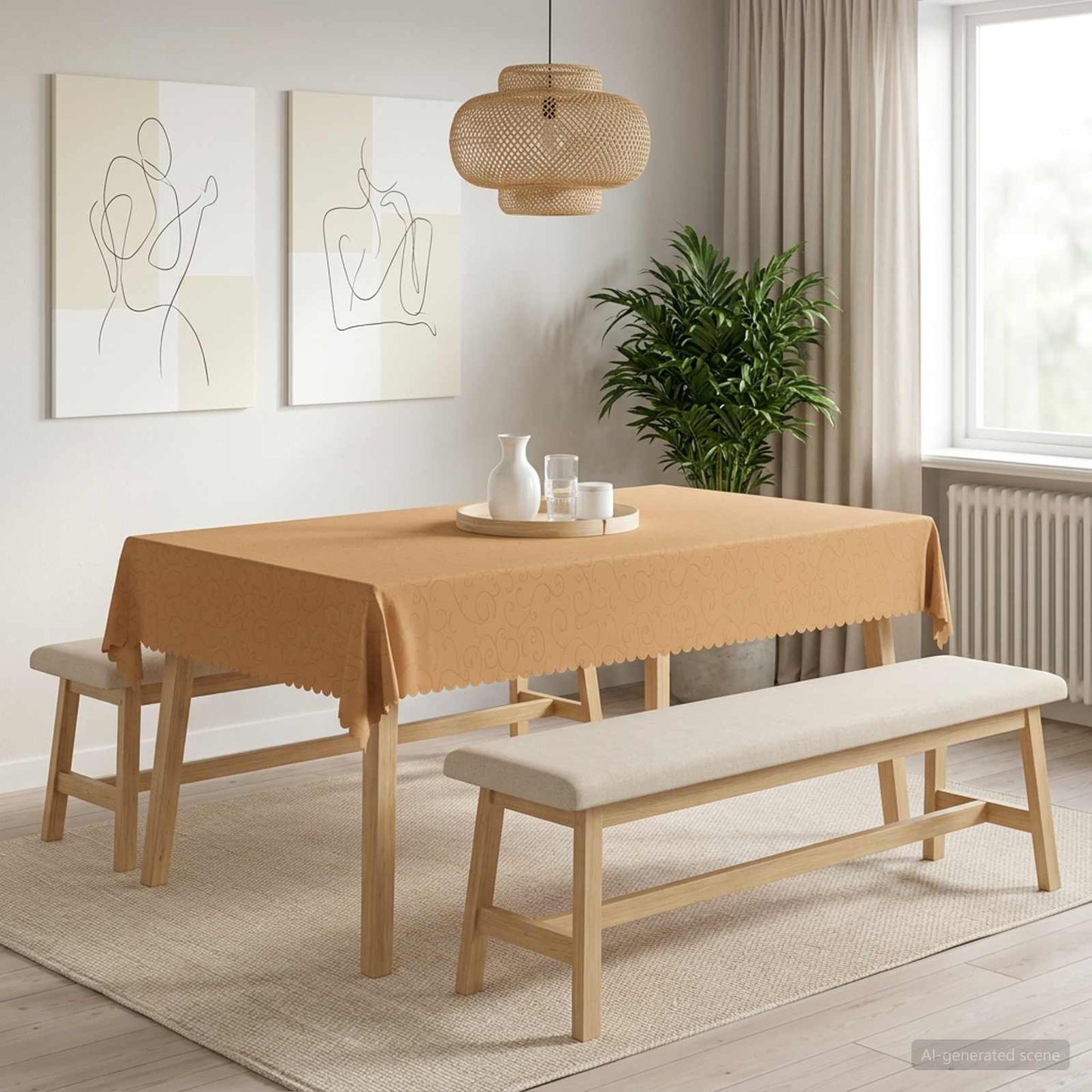 Table Cloth 5 pcs Rectangular Beige 140 x 220 cm
