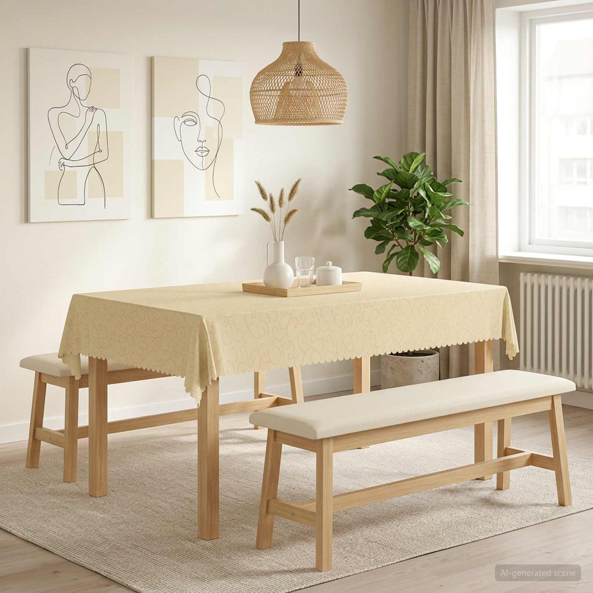 Table Cloth 5 pcs Rectangular Cream White 140 x 220 cm