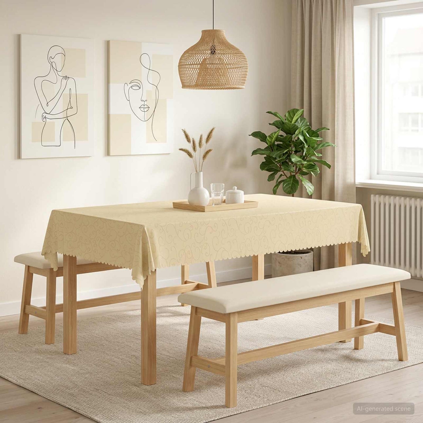 Table Cloth 5 pcs Rectangular Cream White 110 x 180 cm