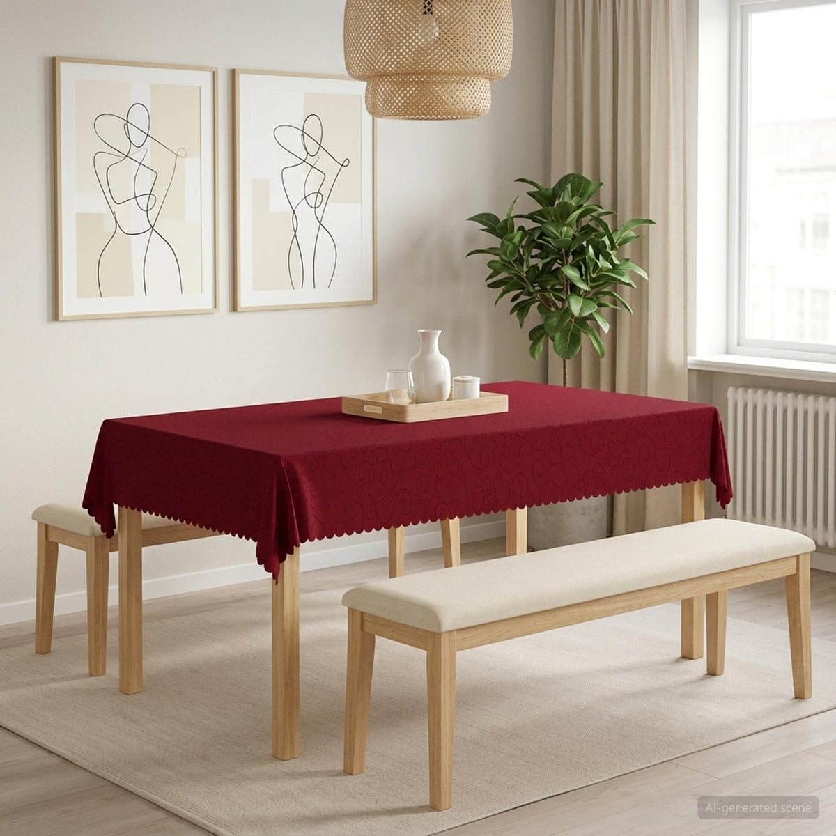 Table Cloth 5 pcs Rectangular Wine Red 140 x 260 cm