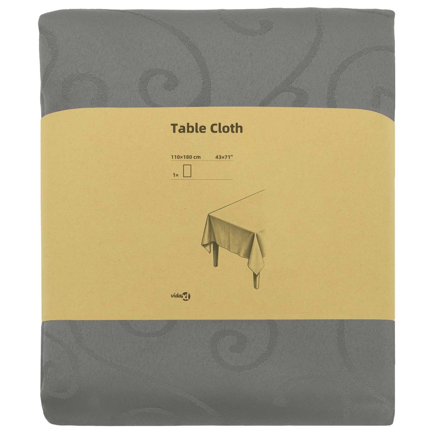 Table Cloth Rectangular Light Grey 110 x 180 cm
