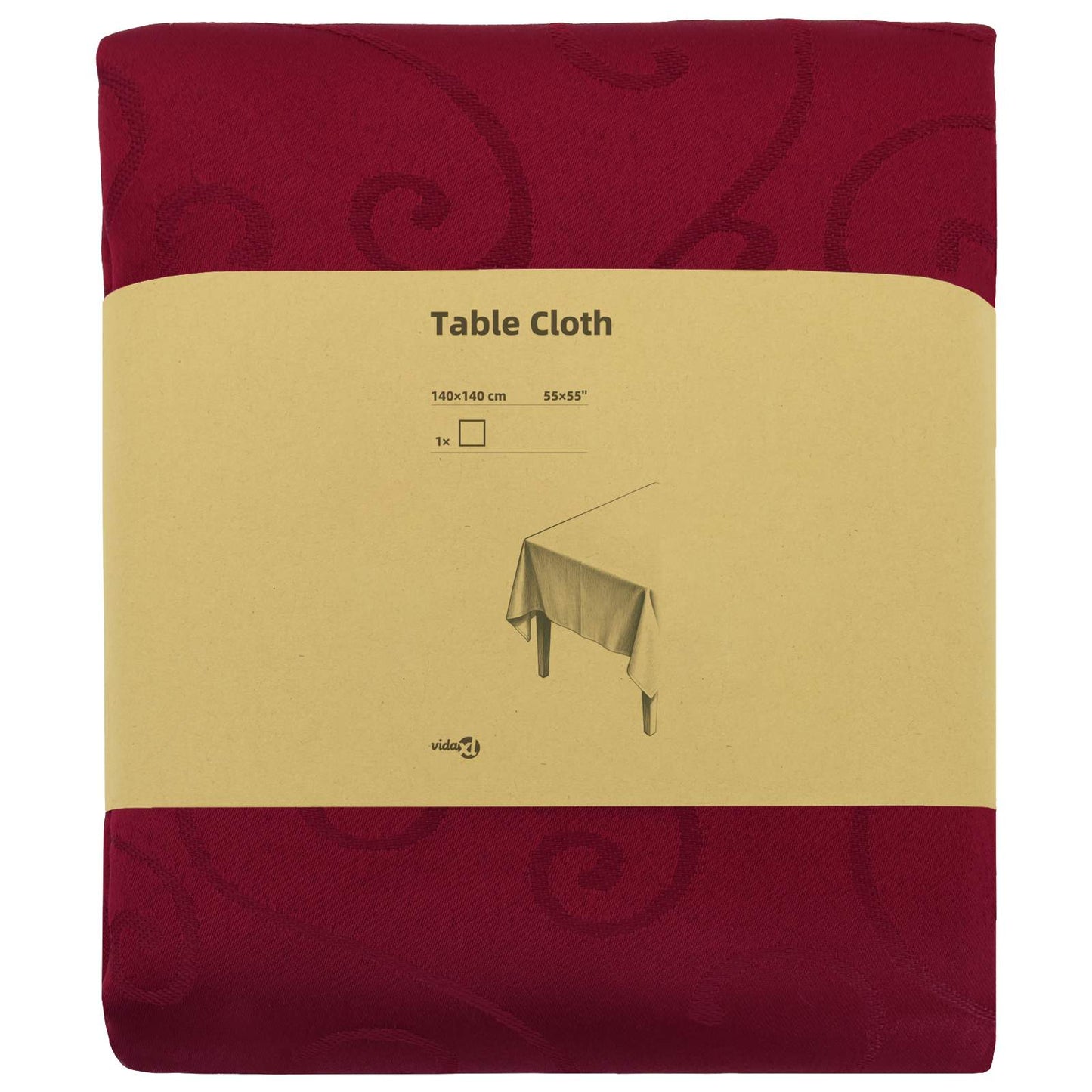 Table Cloth Rectangular Wine Red 140 x 140 cm