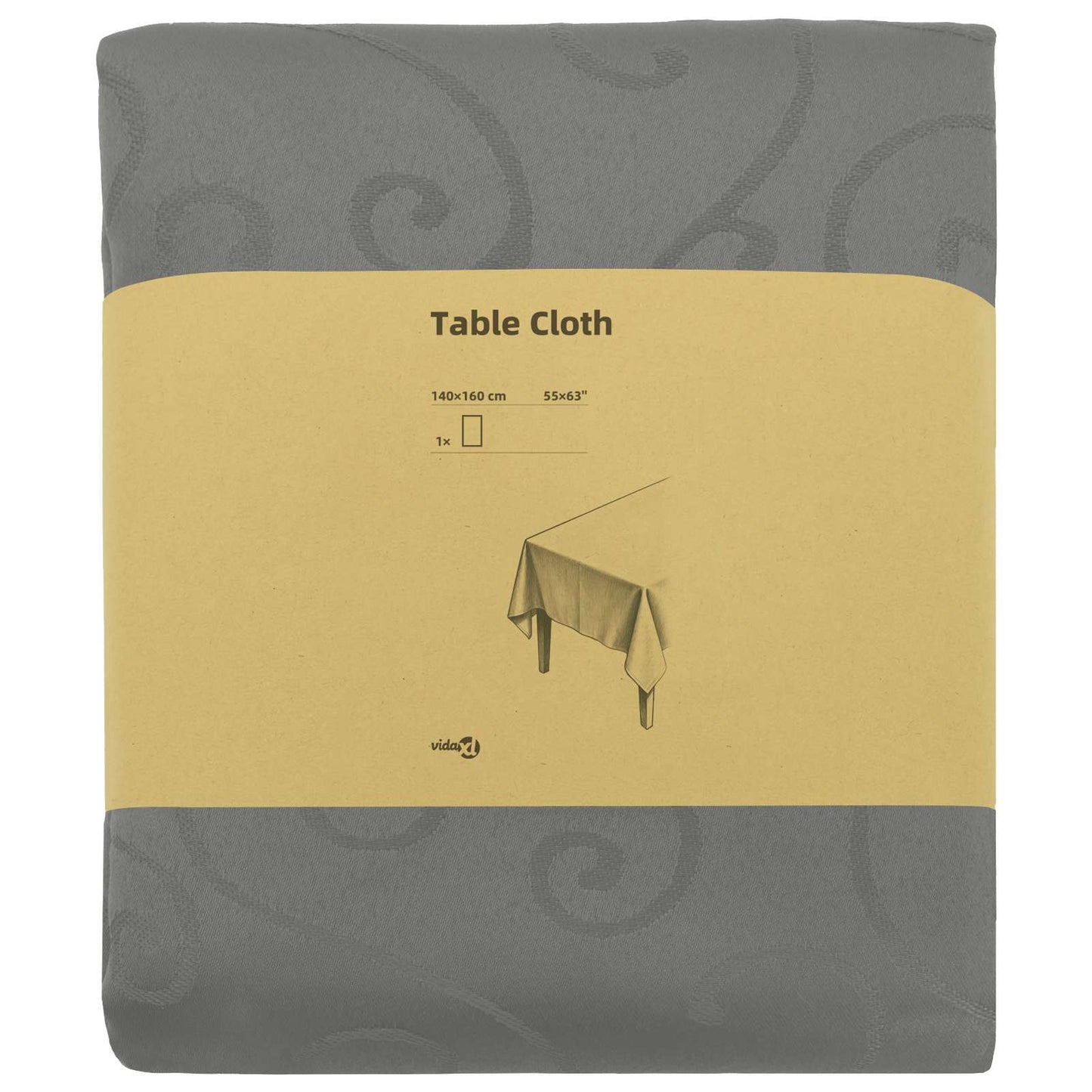 Table Cloth Rectangular Light Grey 140 x 160 cm