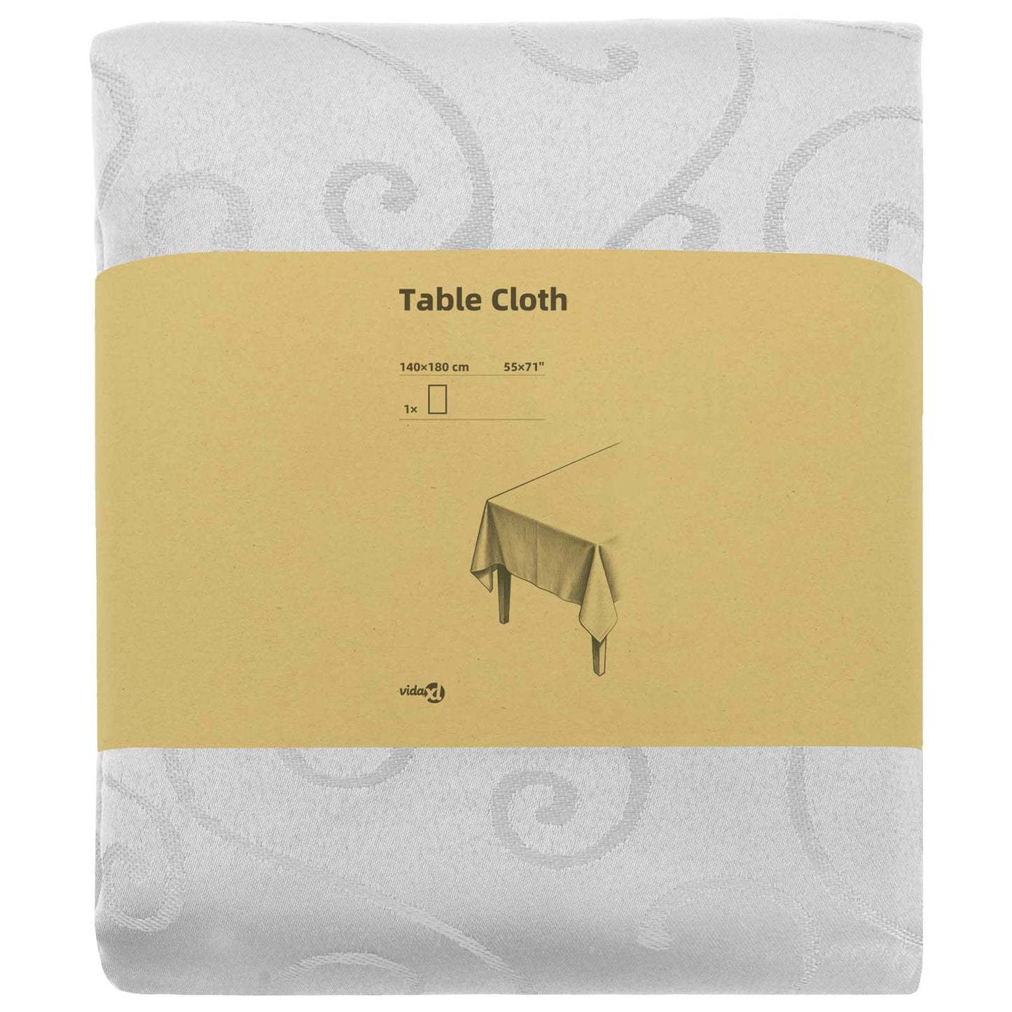 Table Cloth Rectangular White 140 x 180 cm