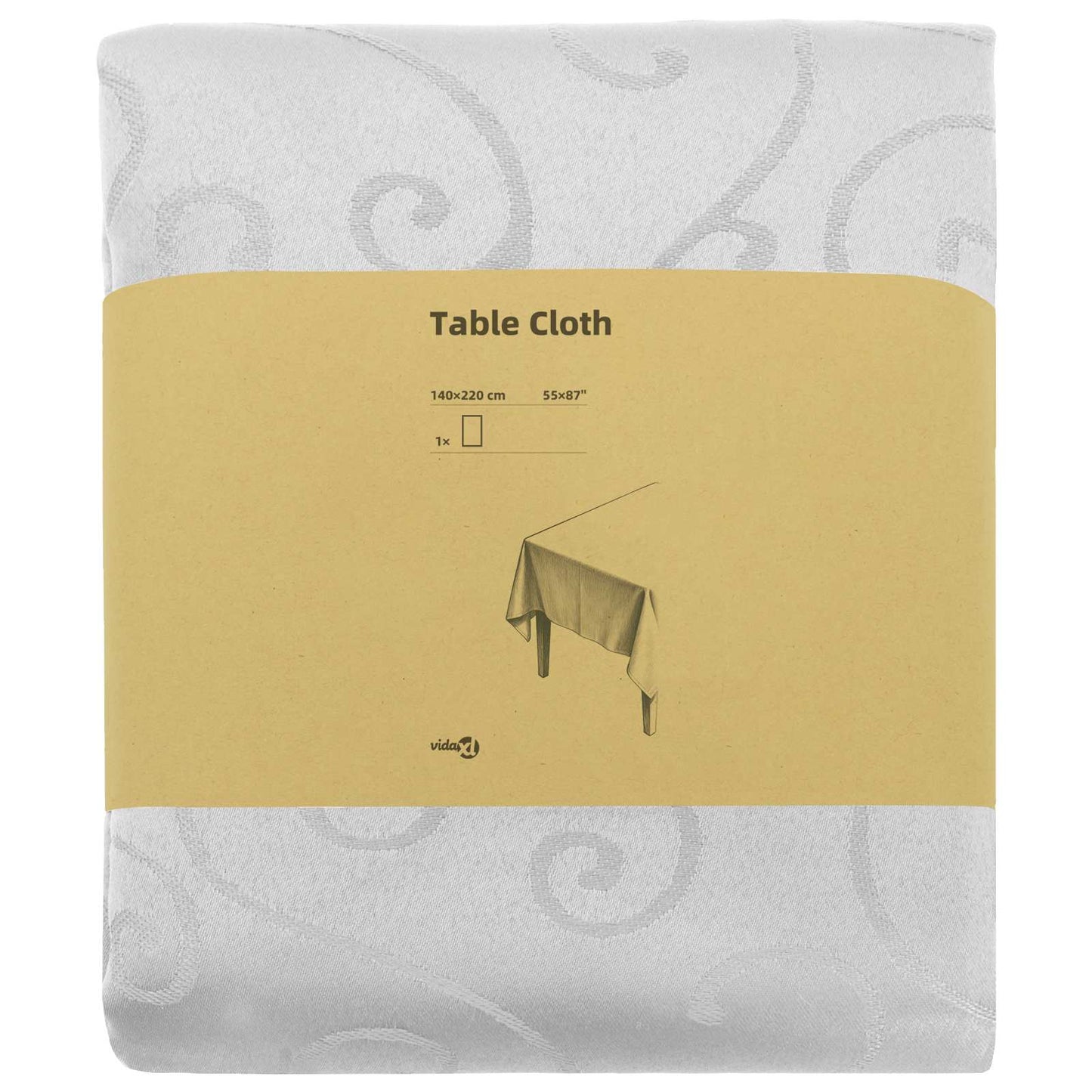 Table Cloth Rectangular White 140 x 220 cm