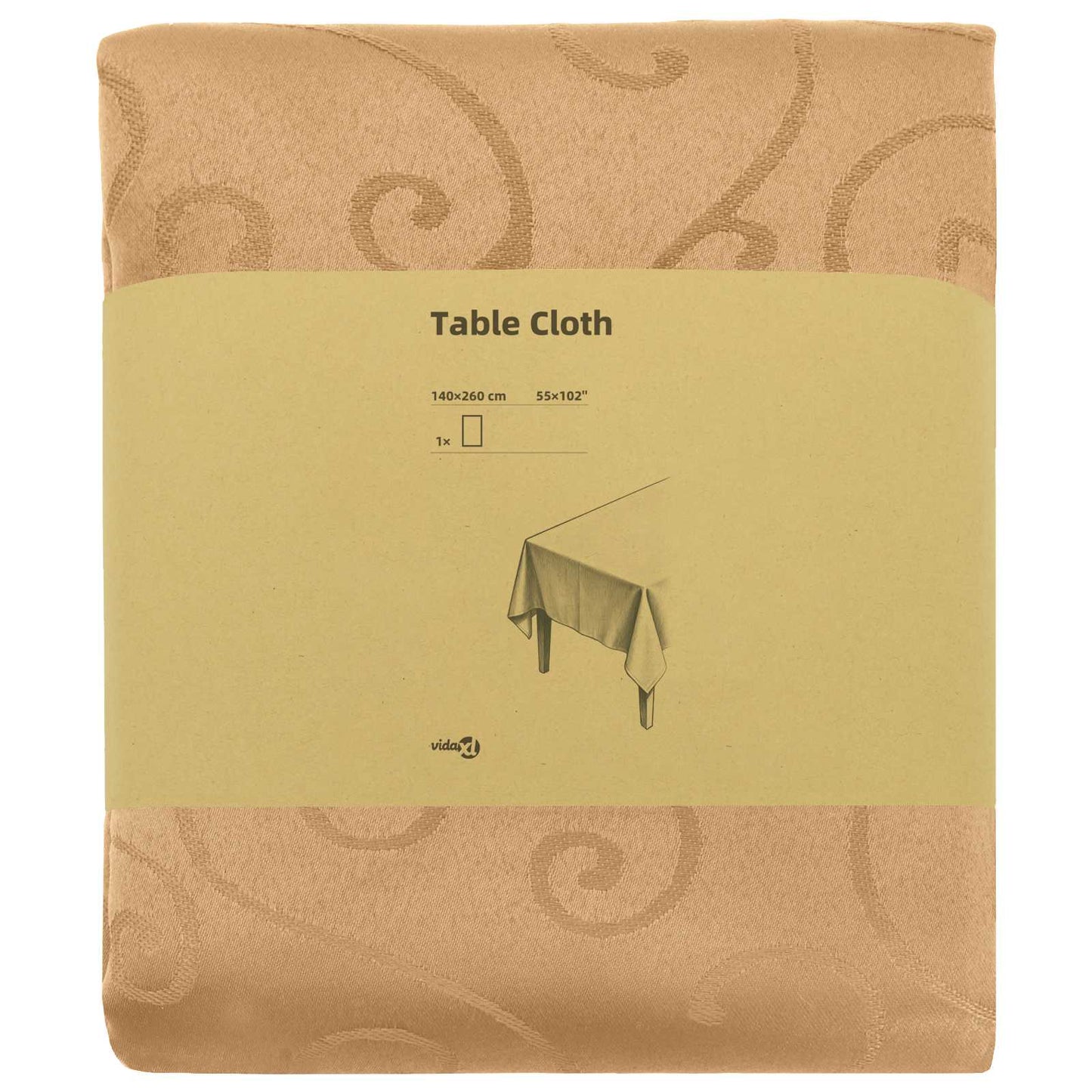 Table Cloth Rectangular Beige 140 x 260 cm