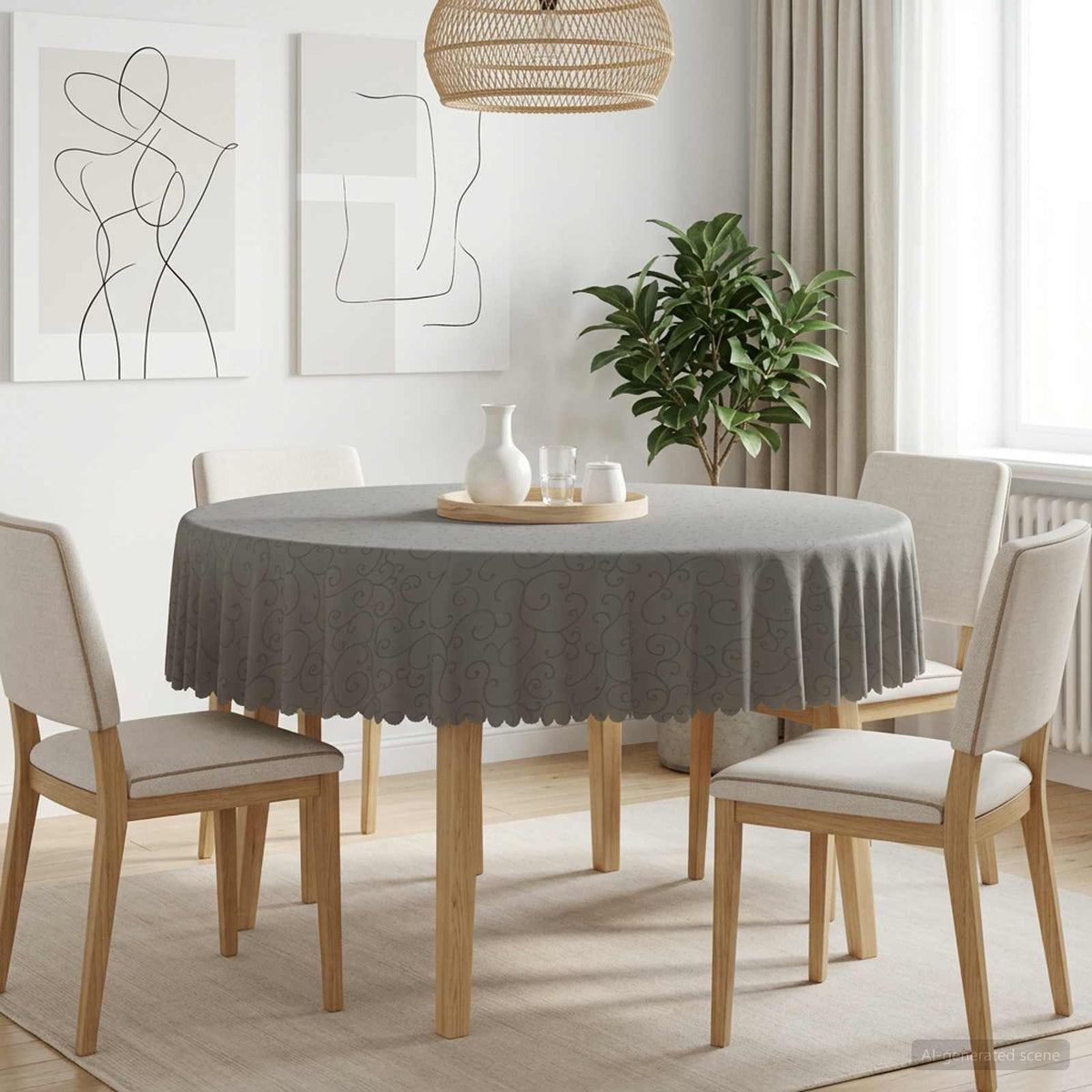 Table Cloth 5 pcs Round Light Grey Ø 160 cm