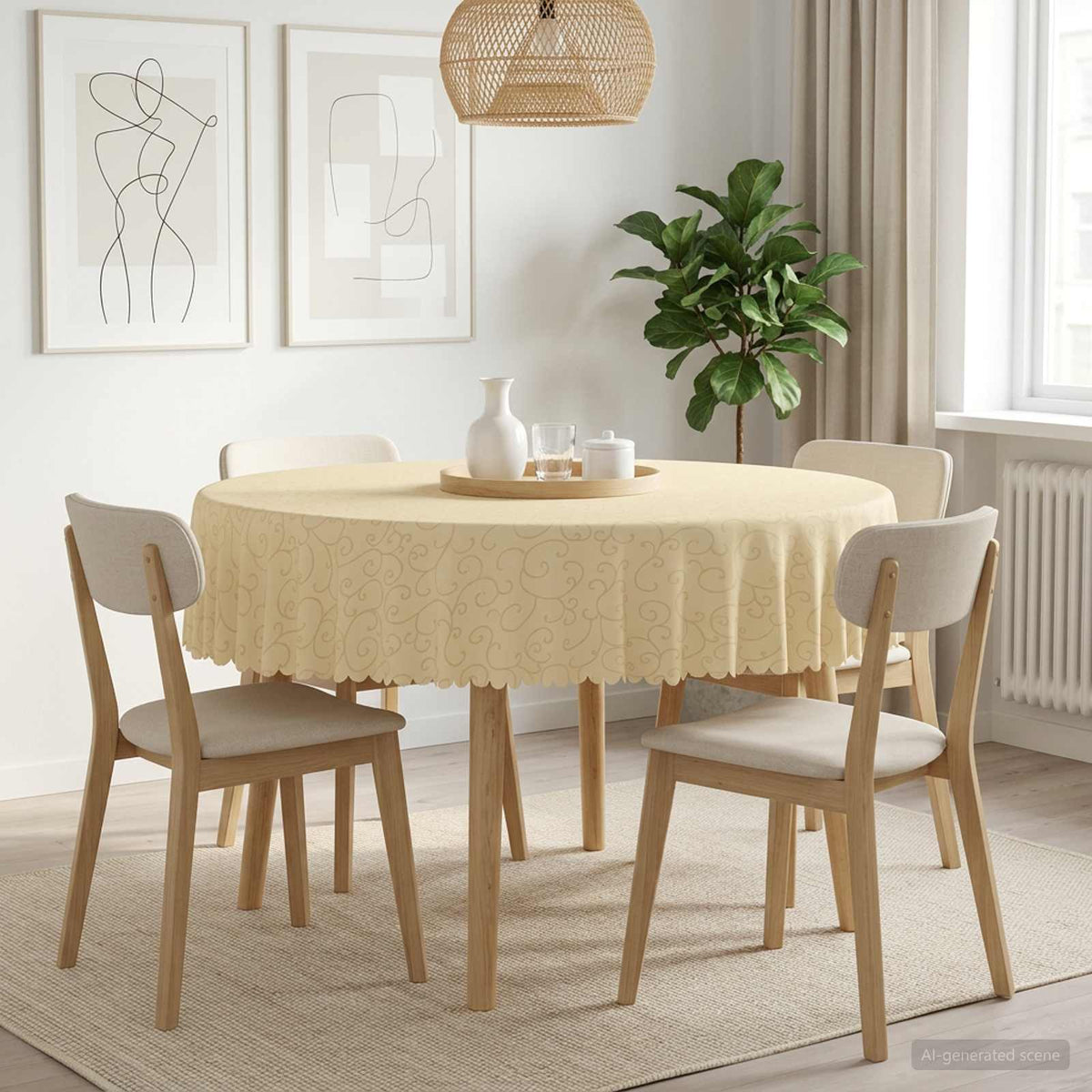 Table Cloth 5 pcs Round Cream White Ø 180 cm
