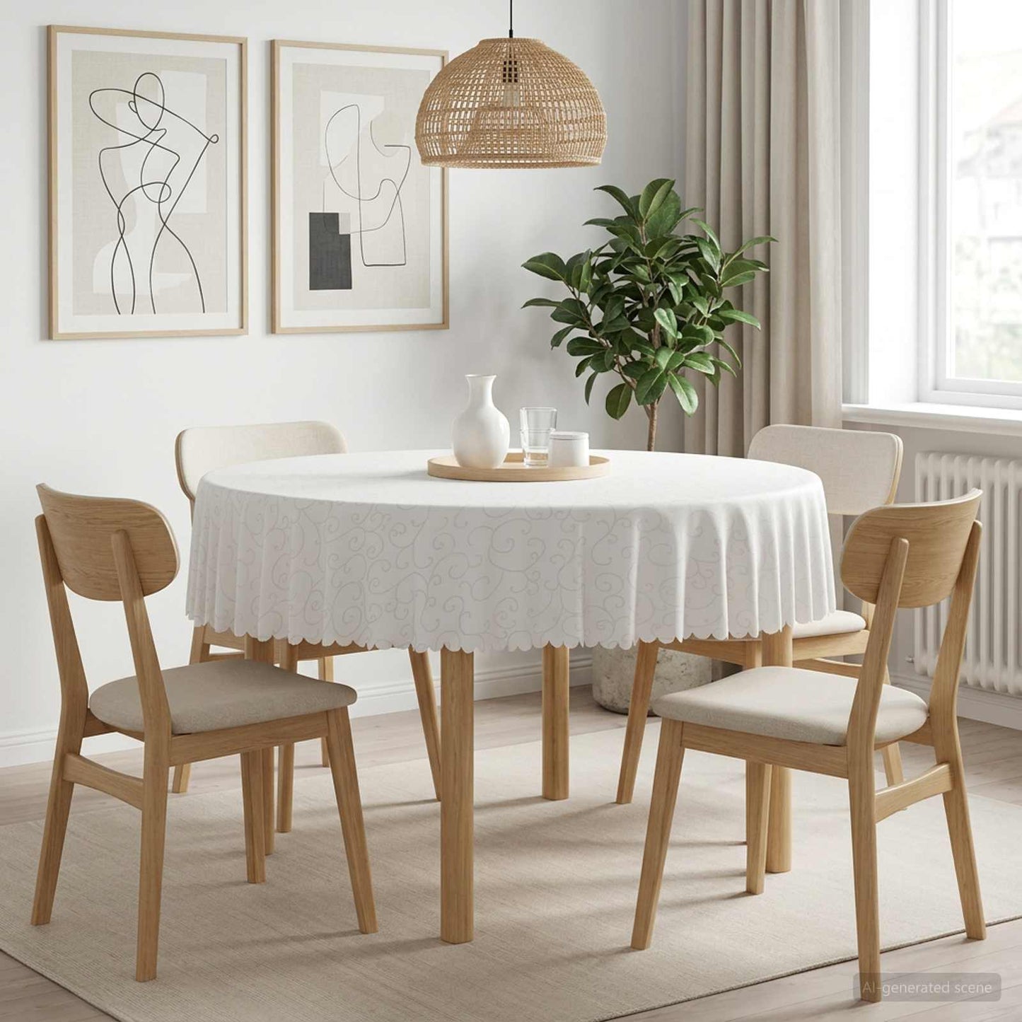 Table Cloth 5 pcs Round White Ø 180 cm