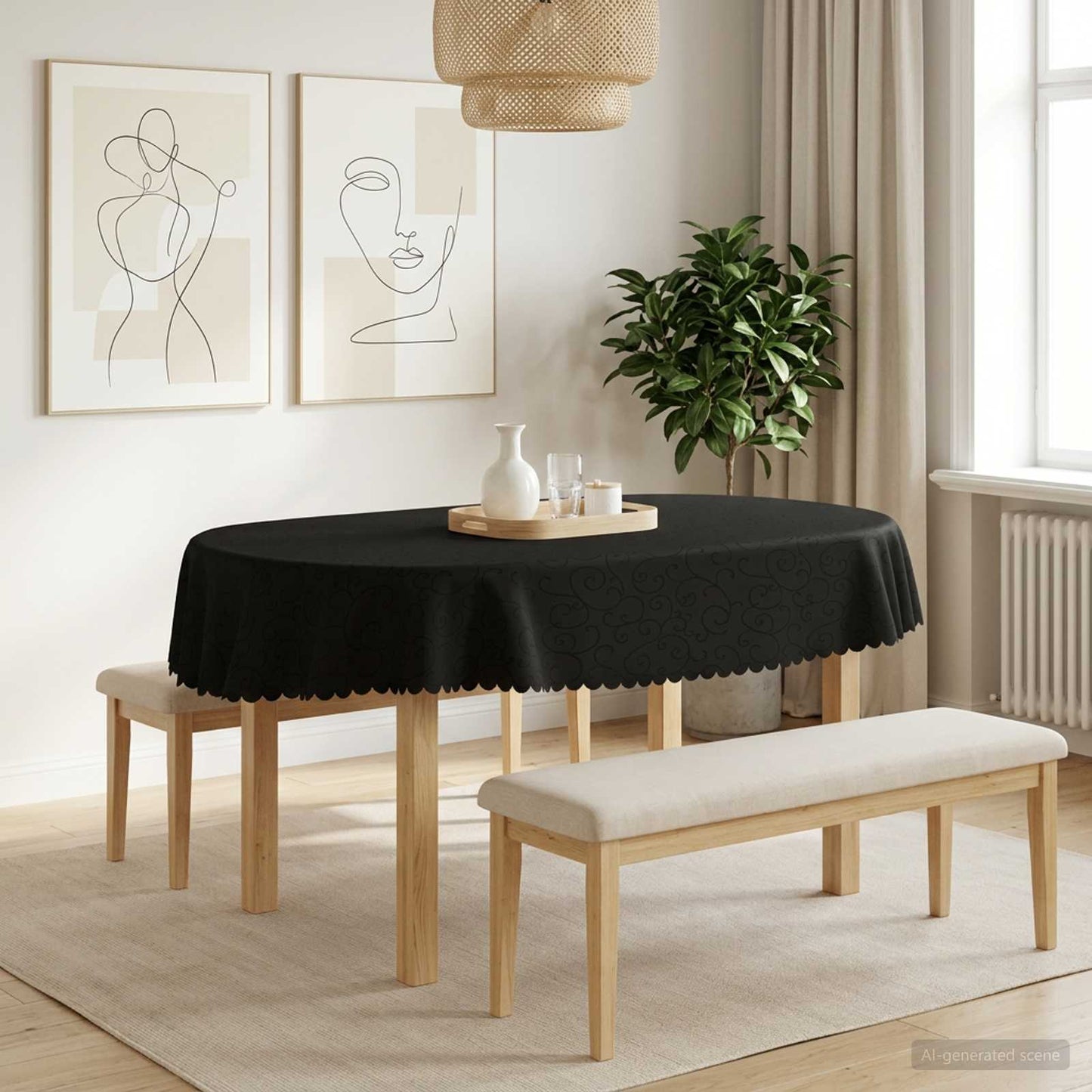 Table Cloth 5 pcs Oval Dark Grey 160 x 220 cm