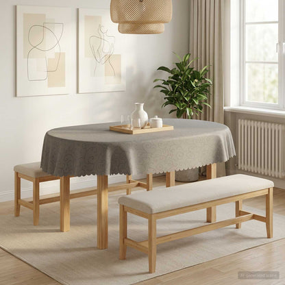 Table Cloth 5 pcs Oval Light Grey 130 x 220 cm