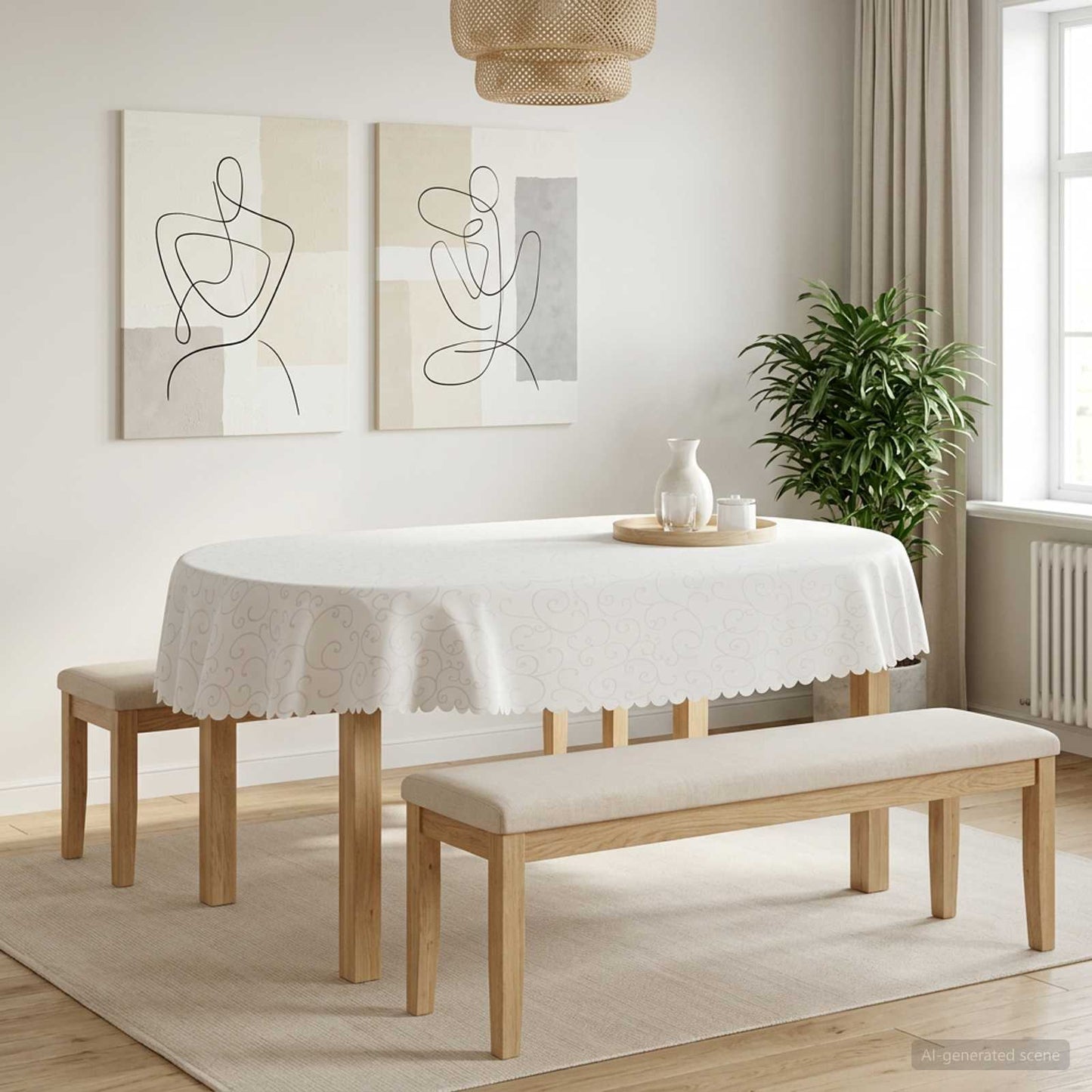 Table Cloth 5 pcs Oval White 130 x 220 cm