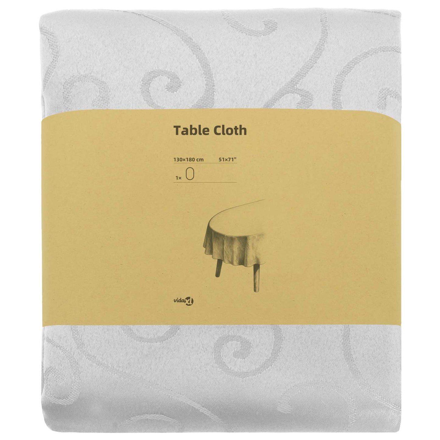 Table Cloth Oval White 130 x 180 cm