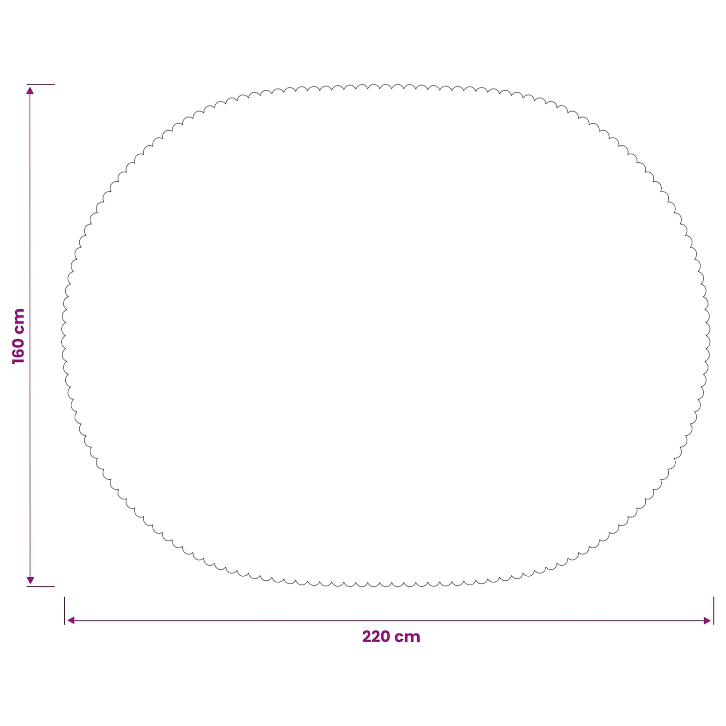 Table Cloth Oval Light Grey 160 x 220 cm