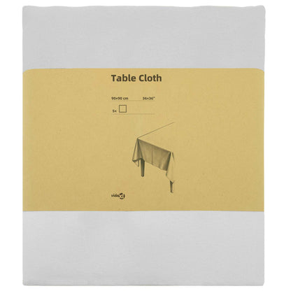 Table Cloth 5 pcs Square White 90 x 90 cm Polyester