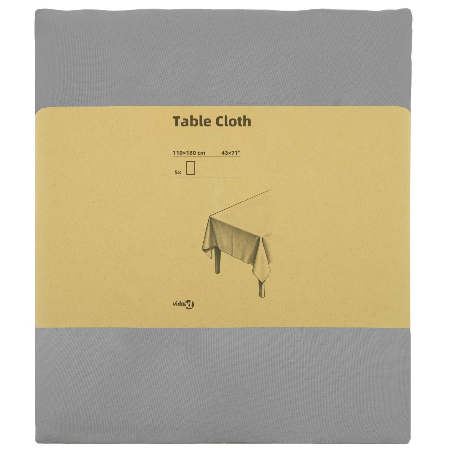 Table Cloth 5 pcs Rectangular Light Grey 110 x 180 cm Polyester