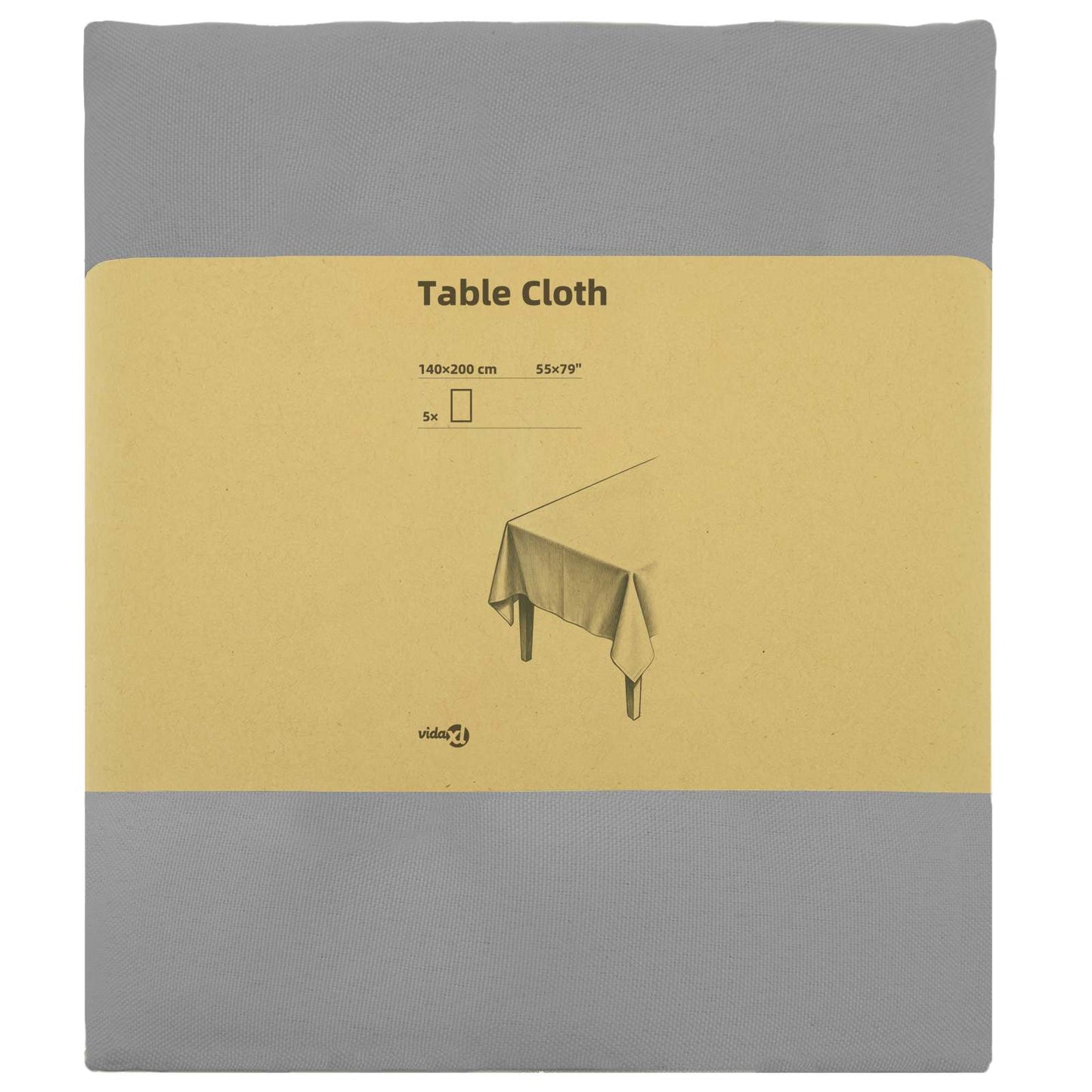Table Cloth 5 pcs Rectangular Light Grey 140 x 200 cm Polyester
