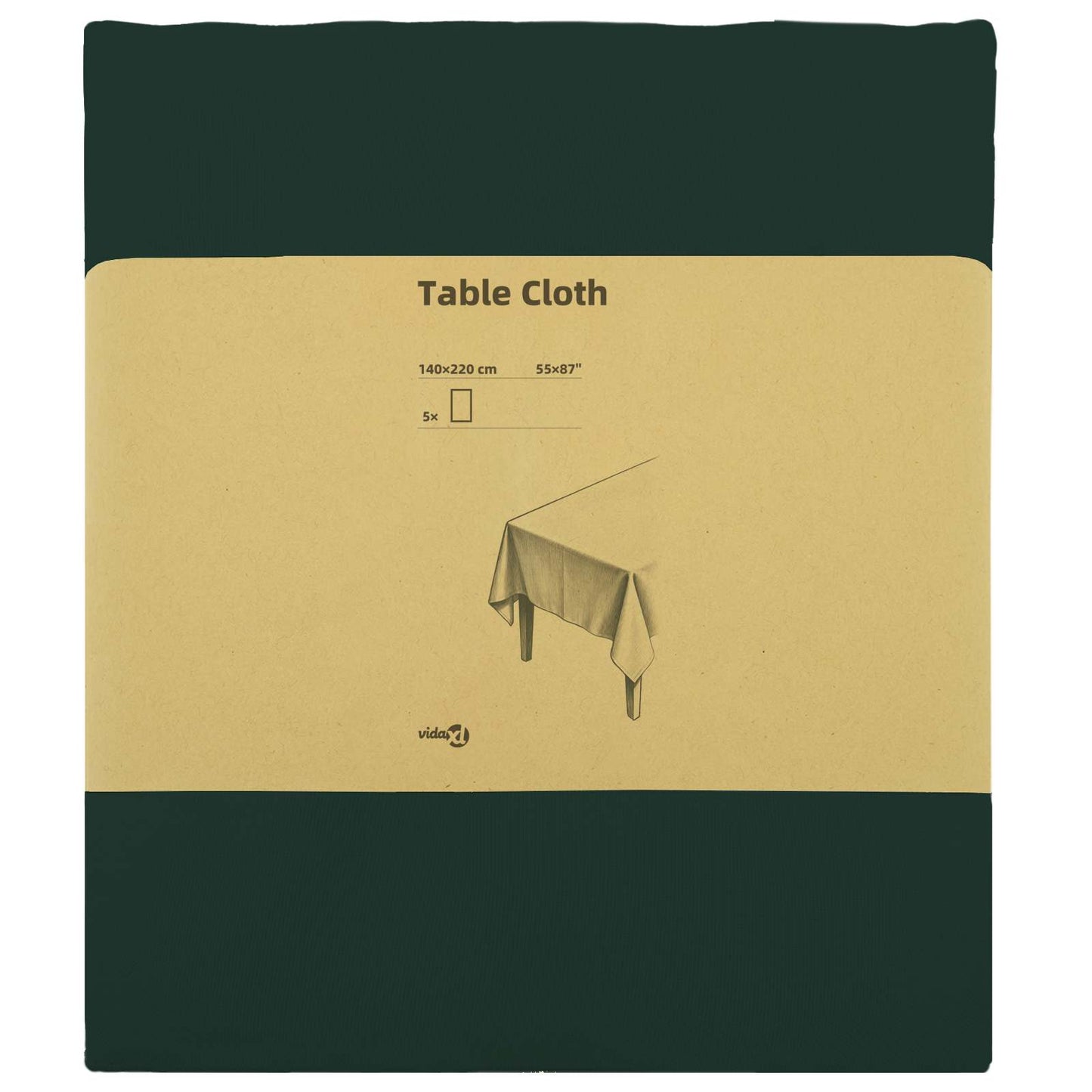 Table Cloth 5 pcs Rectangular Dark Green 140 x 220 cm Polyester