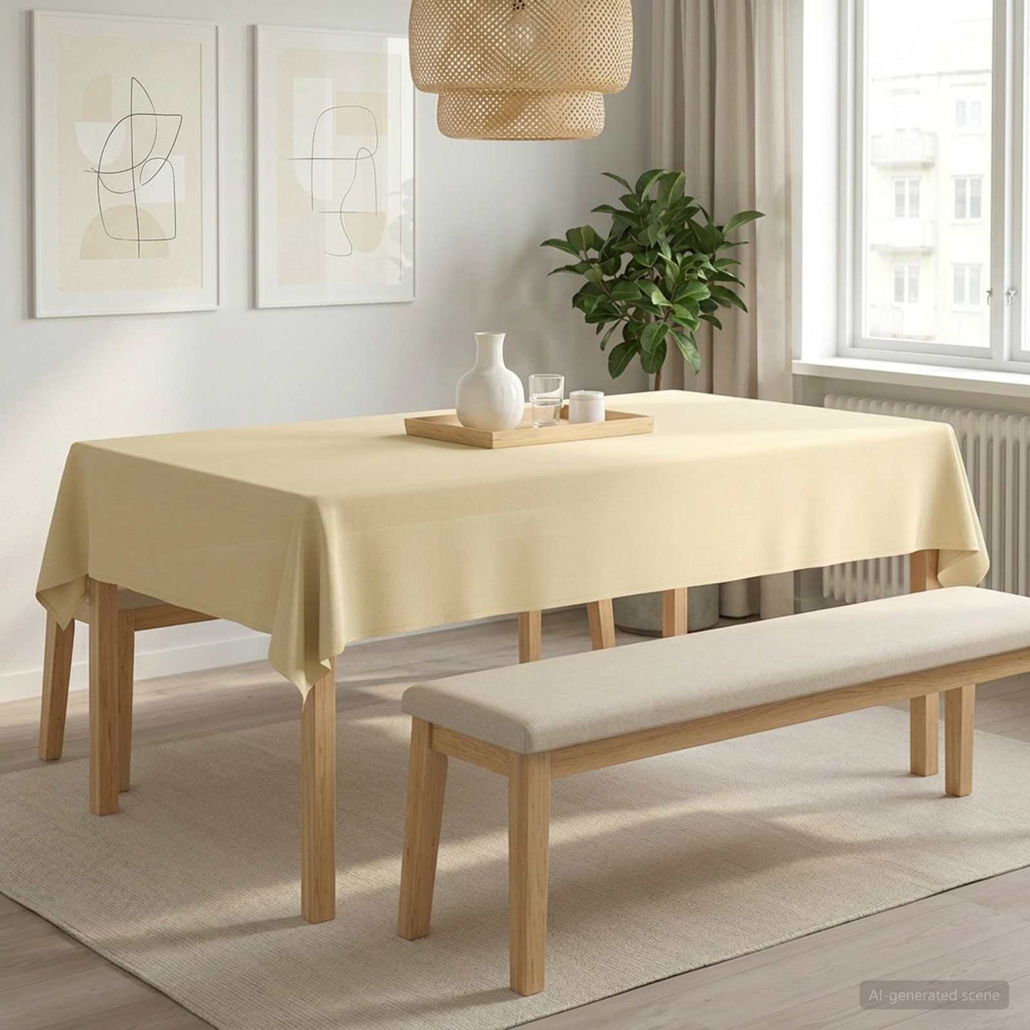 Table Cloth 5 pcs Cream White 140 x 260 cm Polyester
