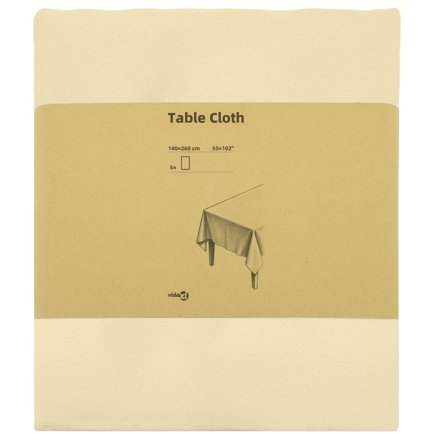Table Cloth 5 pcs Cream White 140 x 260 cm Polyester