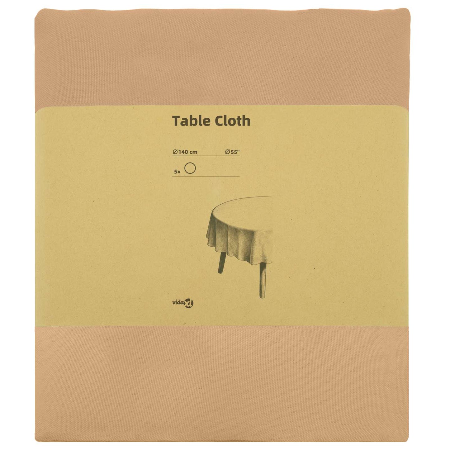 Table Cloth 5 pcs Round Beige Ø 140 cm Polyester