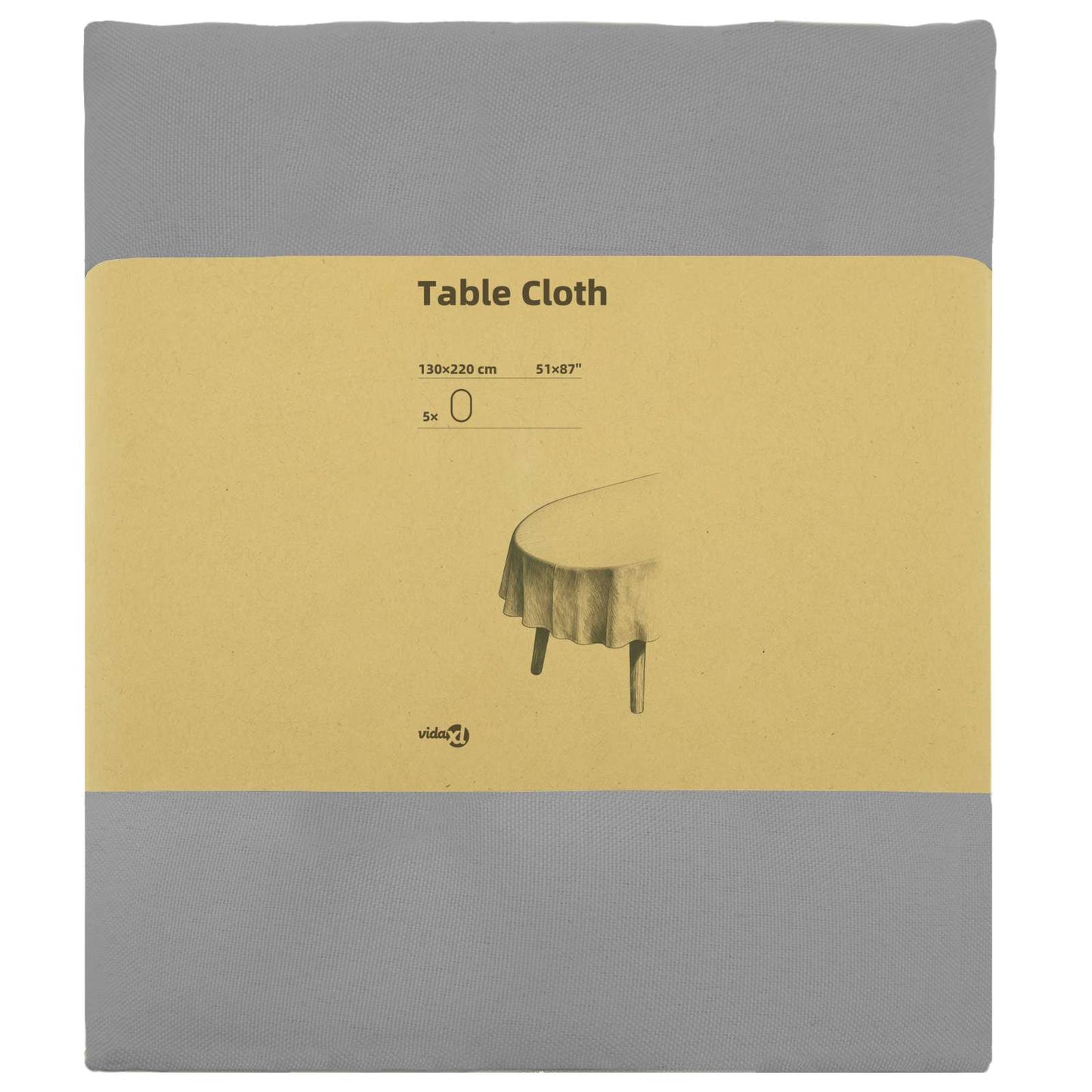 Table Cloth 5 pcs Oval Light Grey 130 x 220 cm Polyester