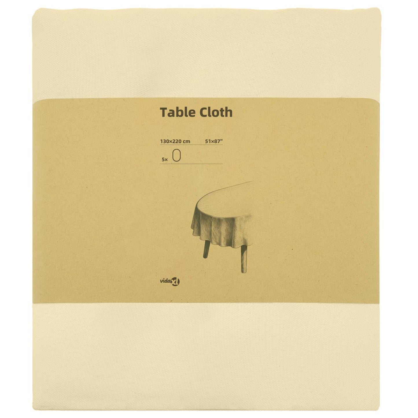Table Cloth 5 pcs Oval Cream White 130 x 220 cm Polyester