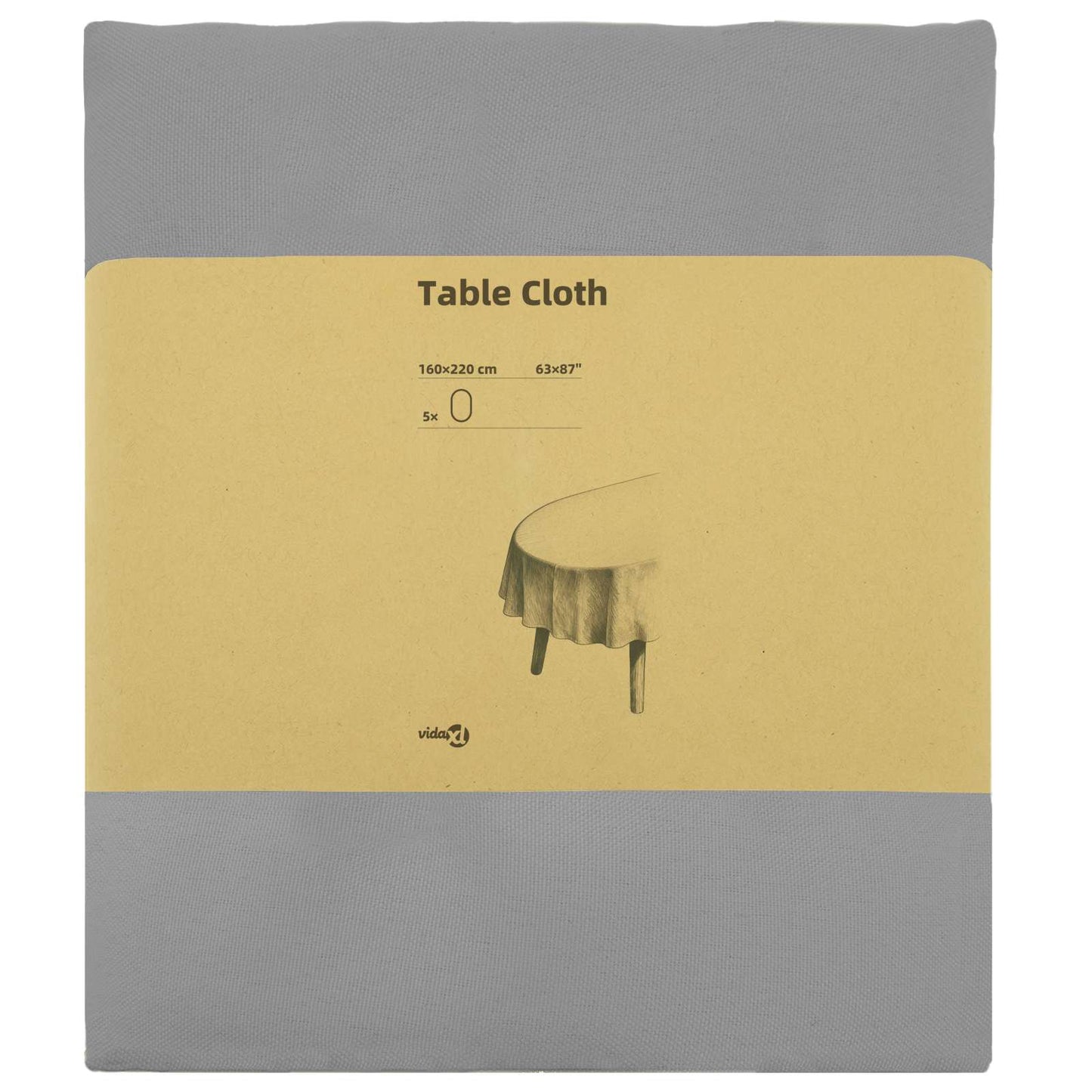 Table Cloth 5 pcs Oval Light Grey 160 x 220 cm Polyester