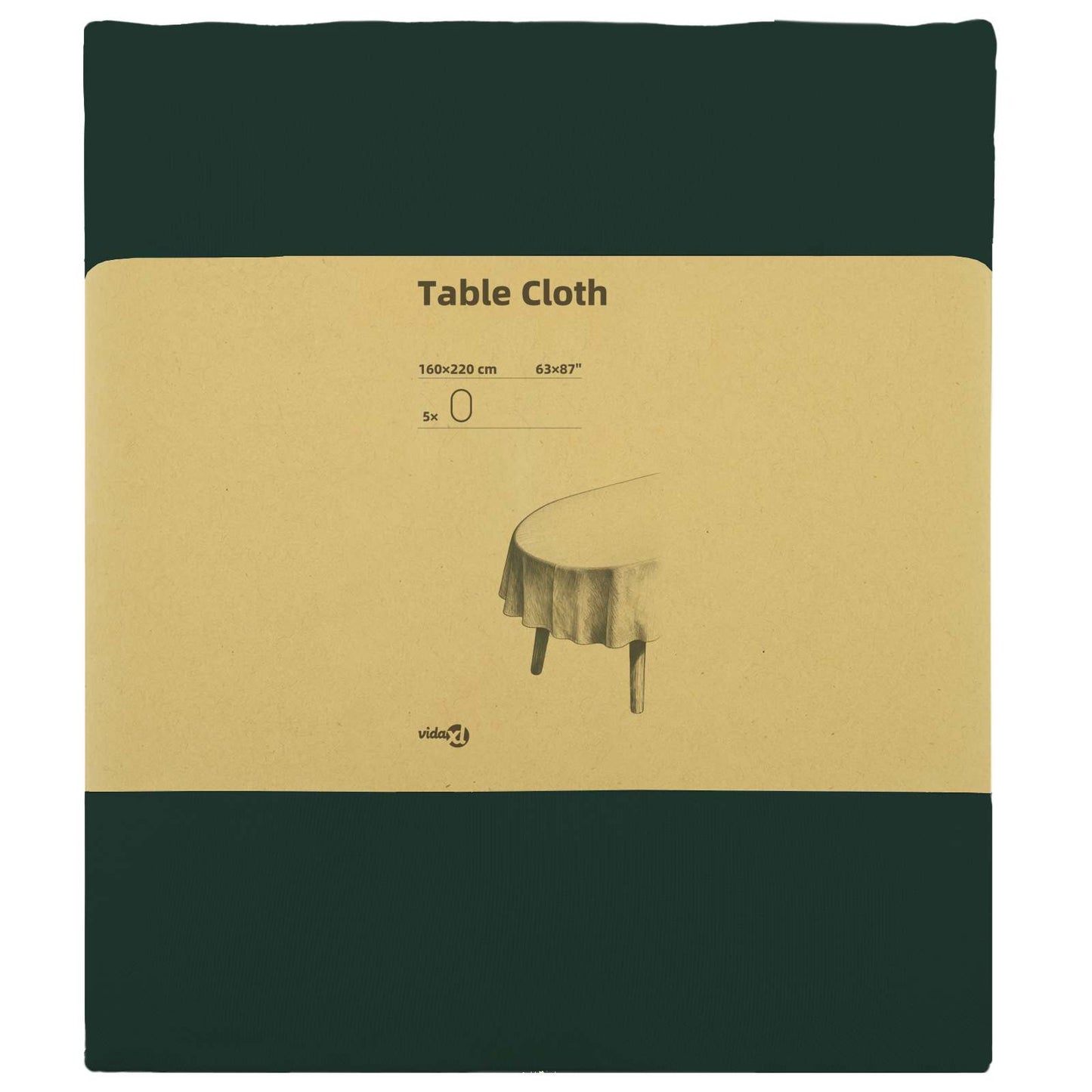 Table Cloth 5 pcs Oval Dark Green 160 x 220 cm Polyester