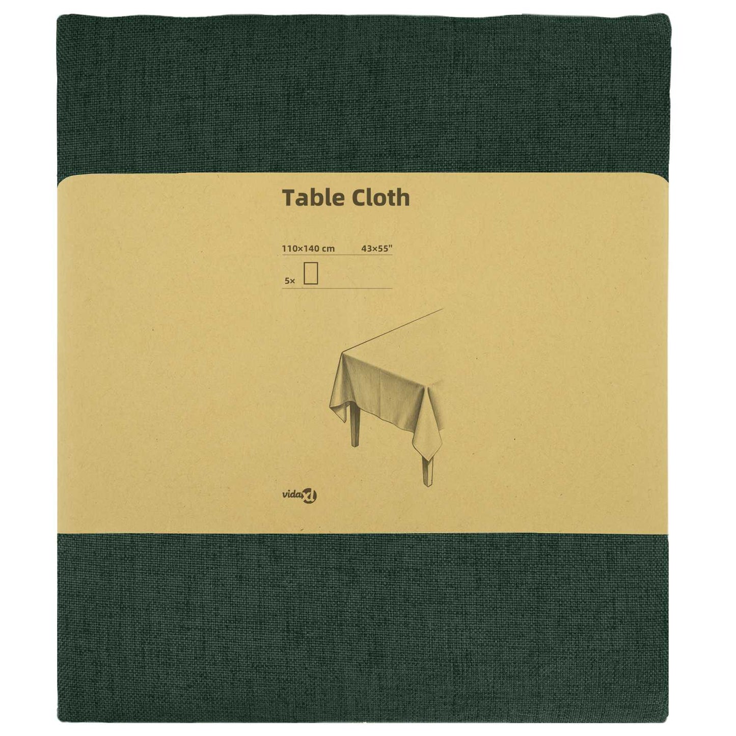 Table Cloth 5 pcs Rectangular Dark Green 110 x 140 cm