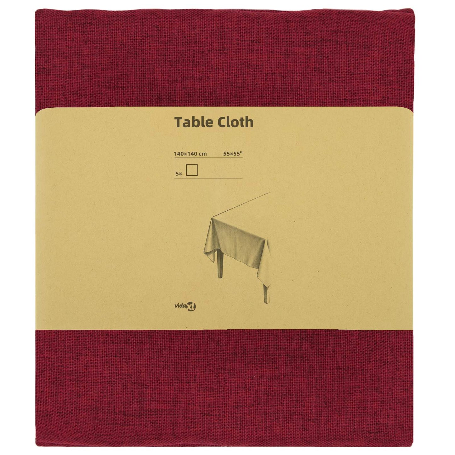 Table Cloth 5 pcs Rectangular Wine Red 140 x 140 cm