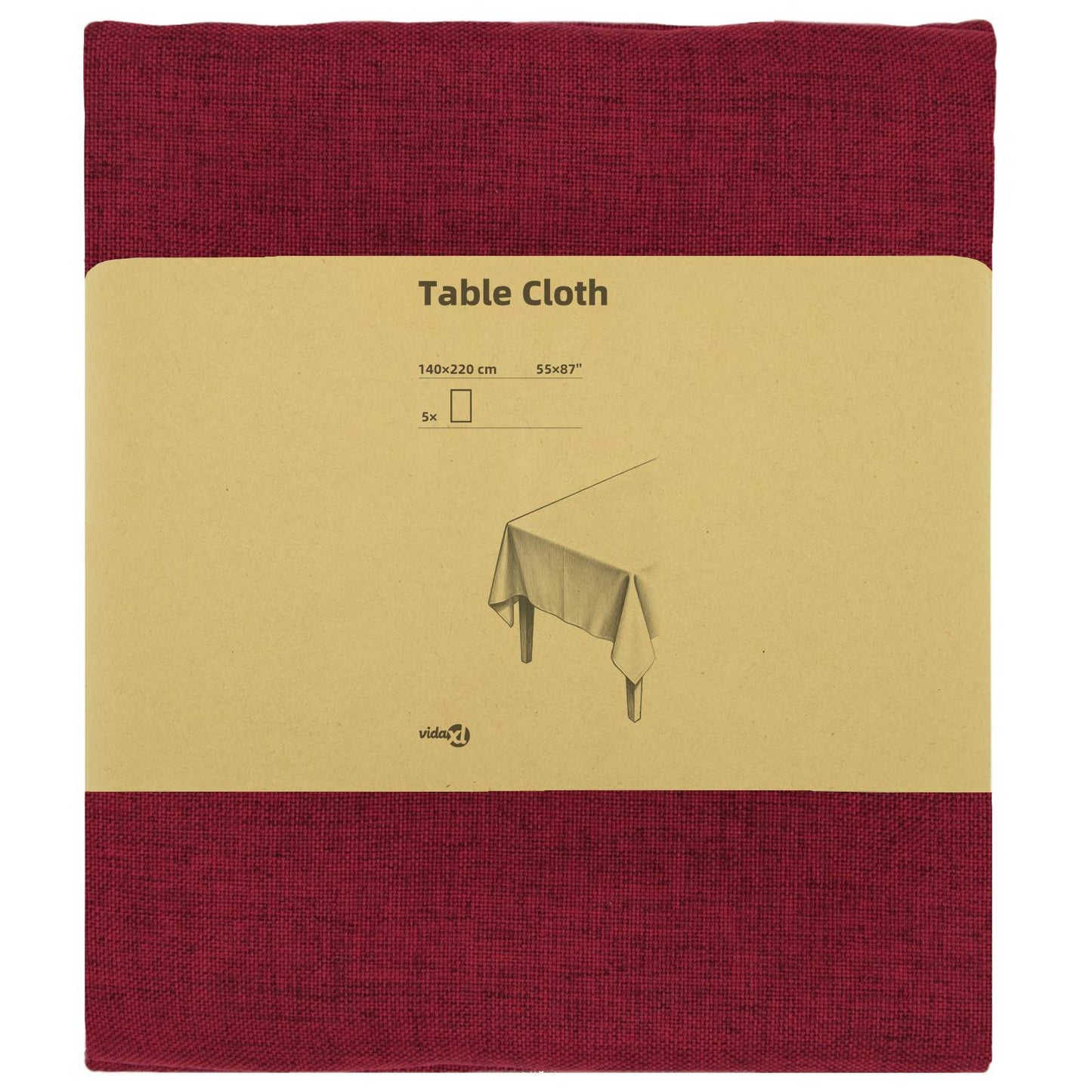 Table Cloth 5 pcs Rectangular Wine Red 140 x 220 cm