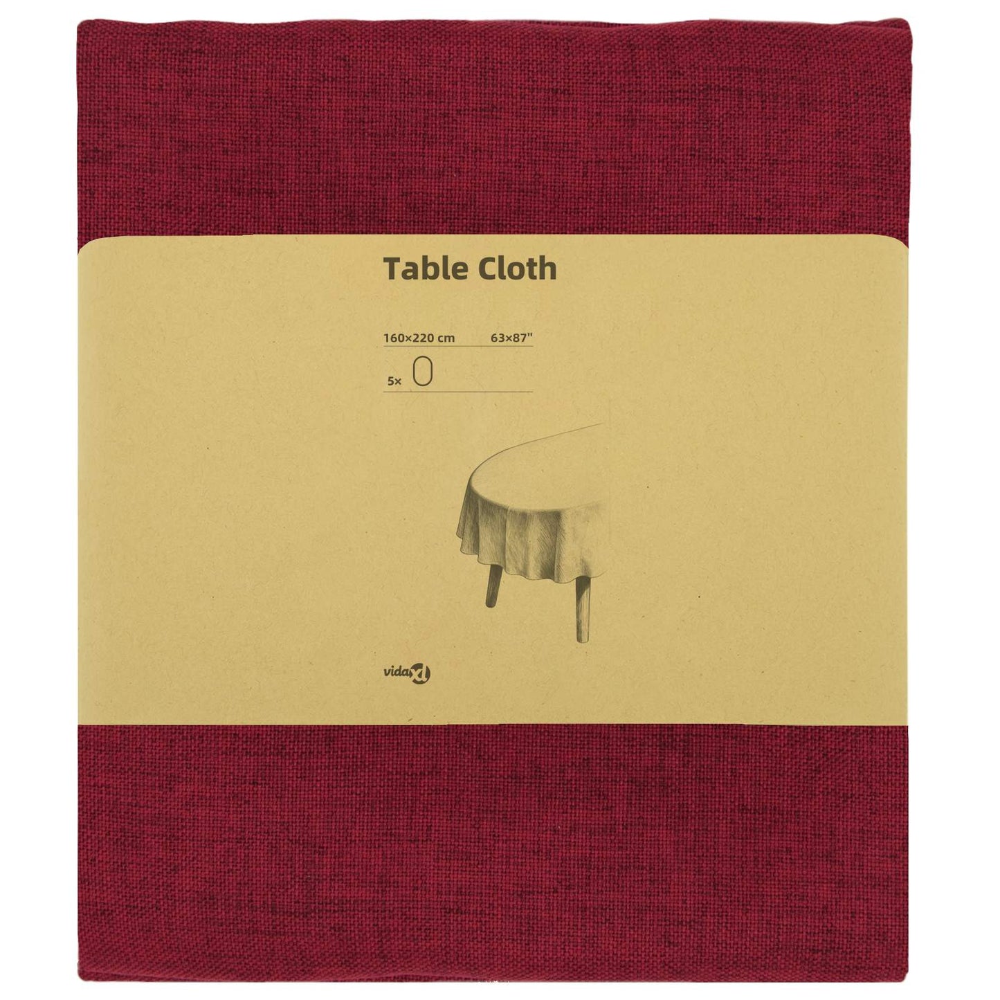 Table Cloth 5 pcs Oval Wine Red 160 x 220 cm